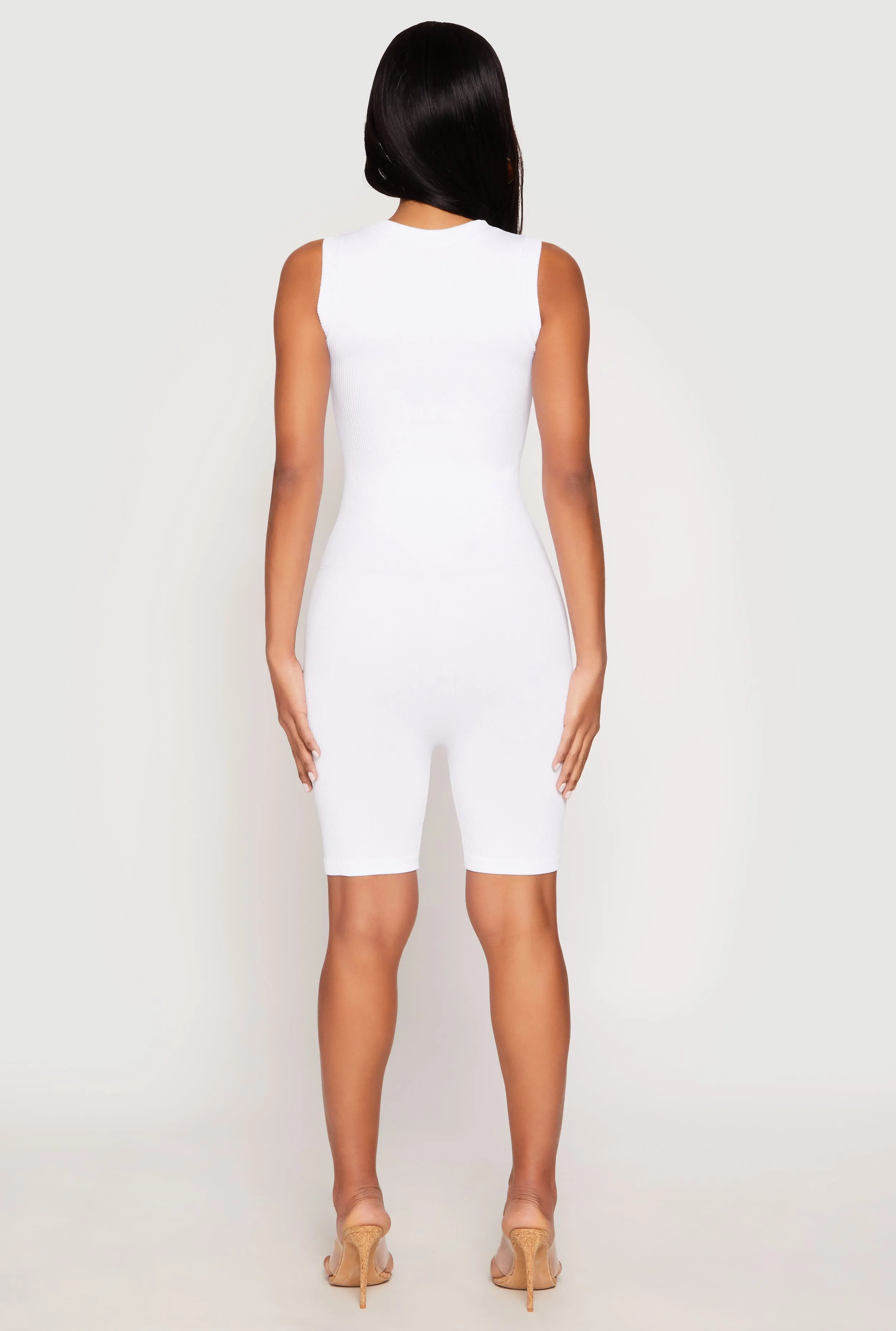 Ribbed Knit Sleeveless V Neck Romper sold by Rainbow product image thumbnail 5