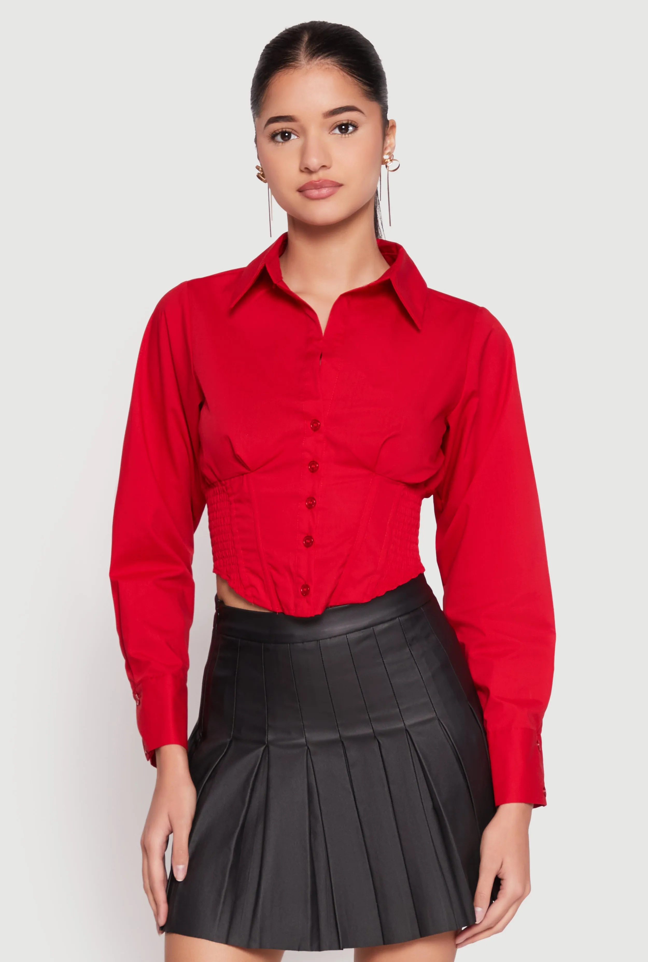 Smocked Waist Button Front Blouse sold by Rainbow product image thumbnail 2