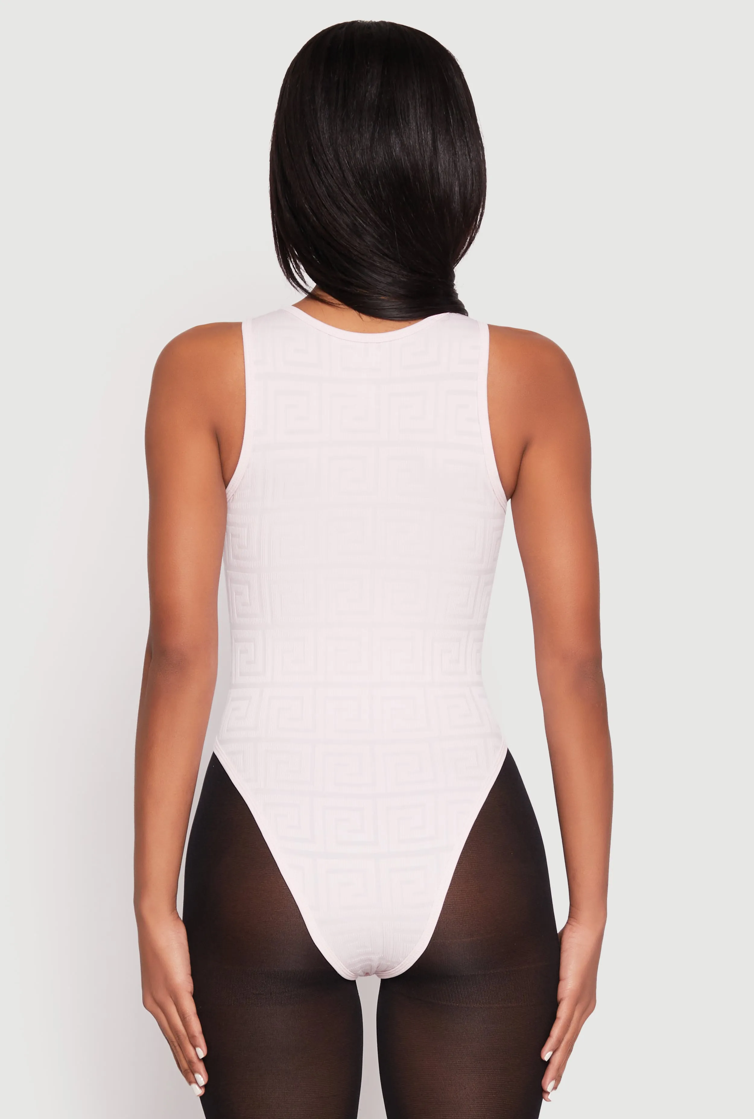 Seamless Ribbed Knit Greek Key Bodysuit sold by Rainbow product image thumbnail 5