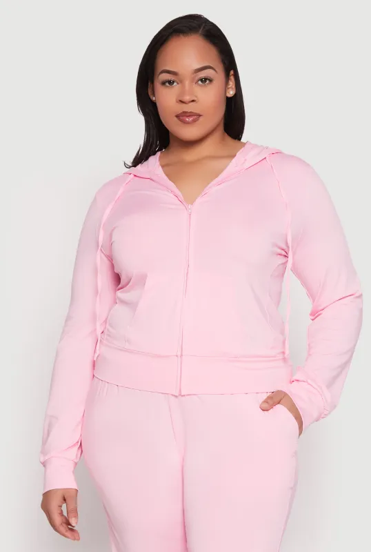 Plus Size Daisy Zip Front Hooded Sweatshirt sold by Rainbow