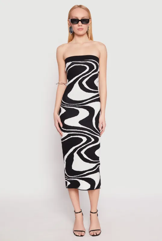 Swirl Print Zip Back Tube Dress sold by Rainbow