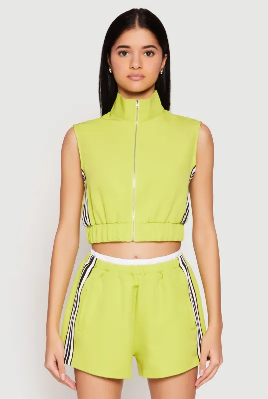 Side Stripe Sleeveless Zip Up Vest sold by Rainbow