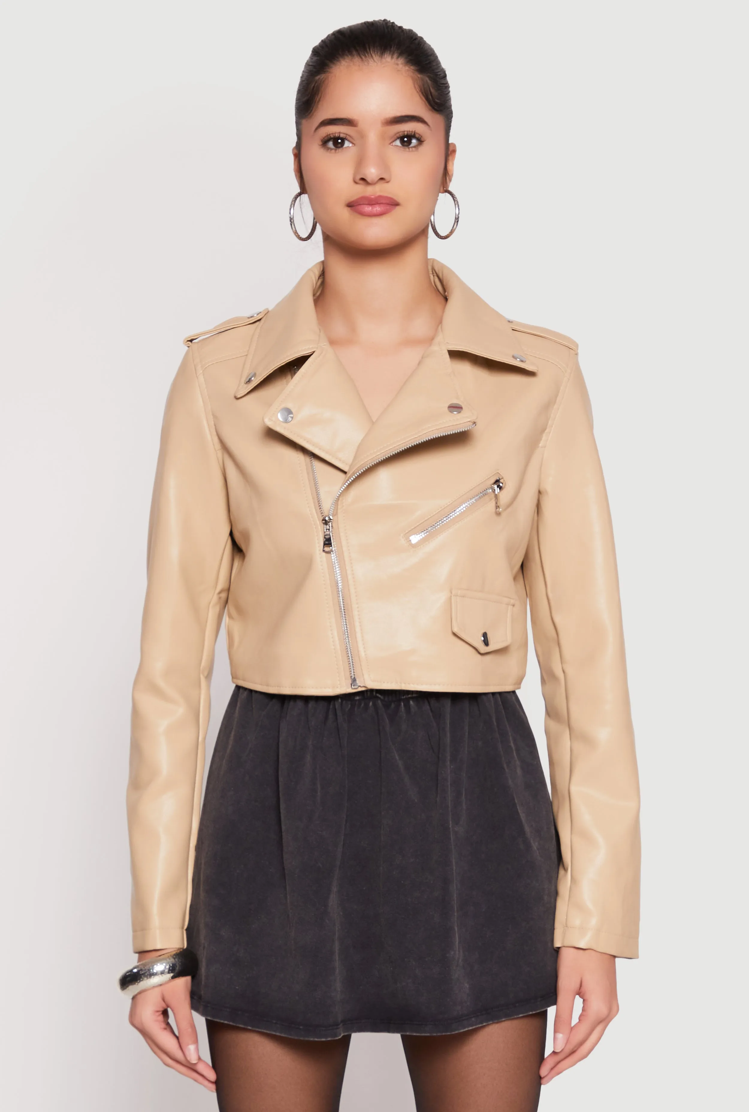 Daisy Faux Leather Cropped Moto Jacket sold by Rainbow product image thumbnail 2