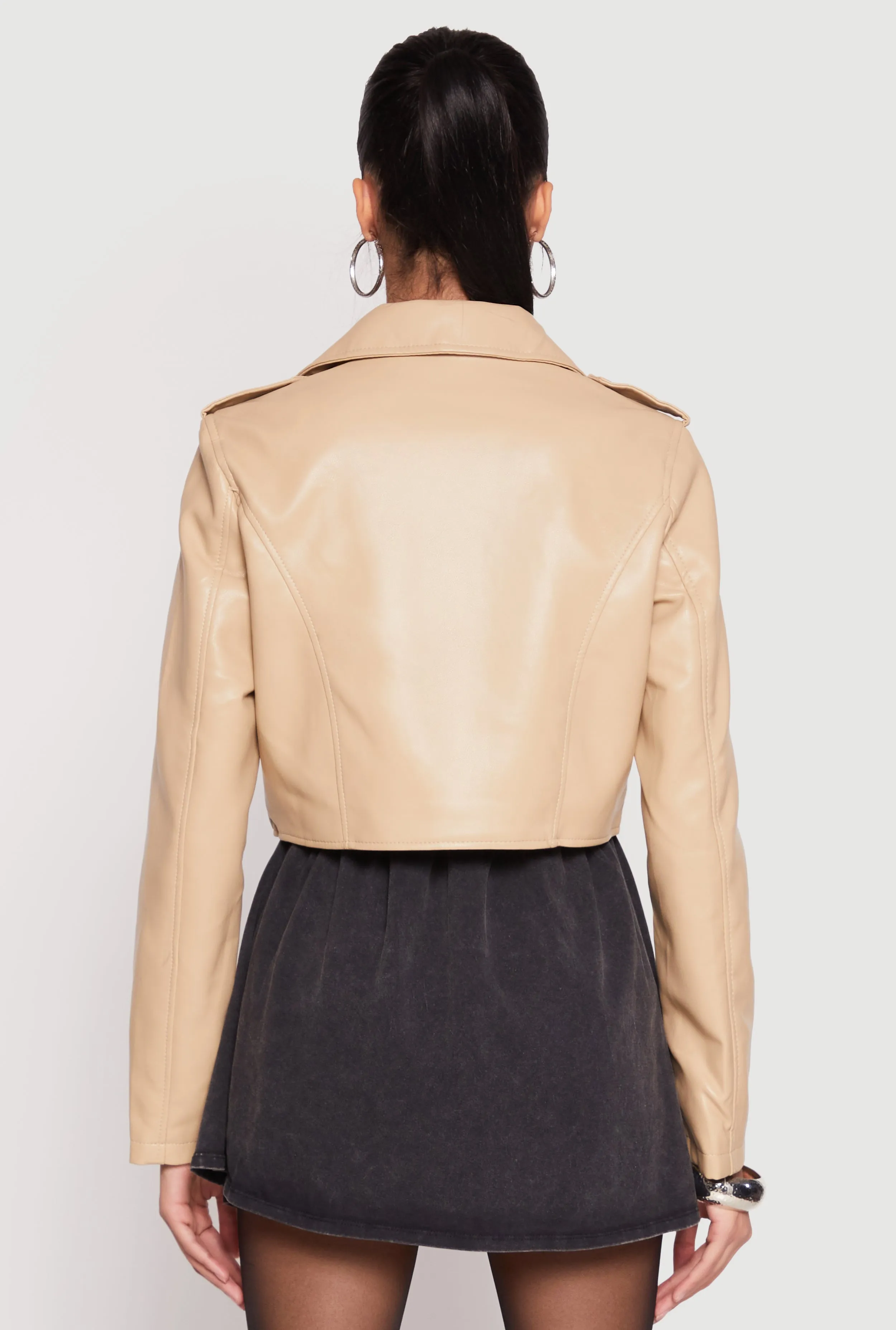 Daisy Faux Leather Cropped Moto Jacket sold by Rainbow product image thumbnail 5