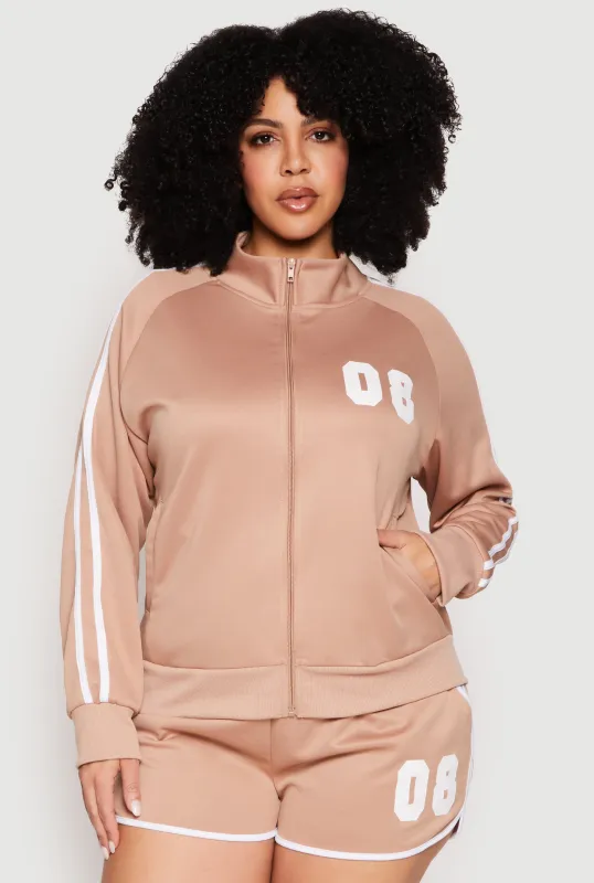 Plus Size 08 Varsity Stripe Track Jacket sold by Rainbow