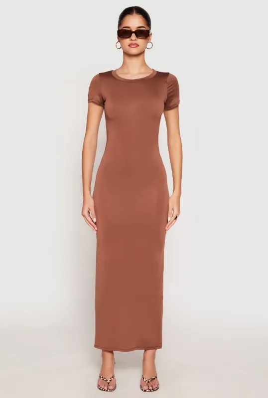 Short Sleeve Slit Back Maxi Dress sold by Rainbow