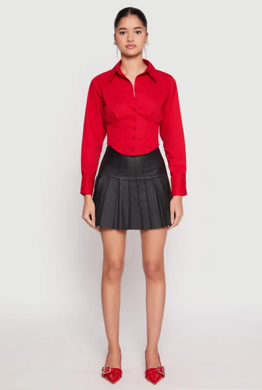 Leather Look Pleated Skirt sold by Rainbow