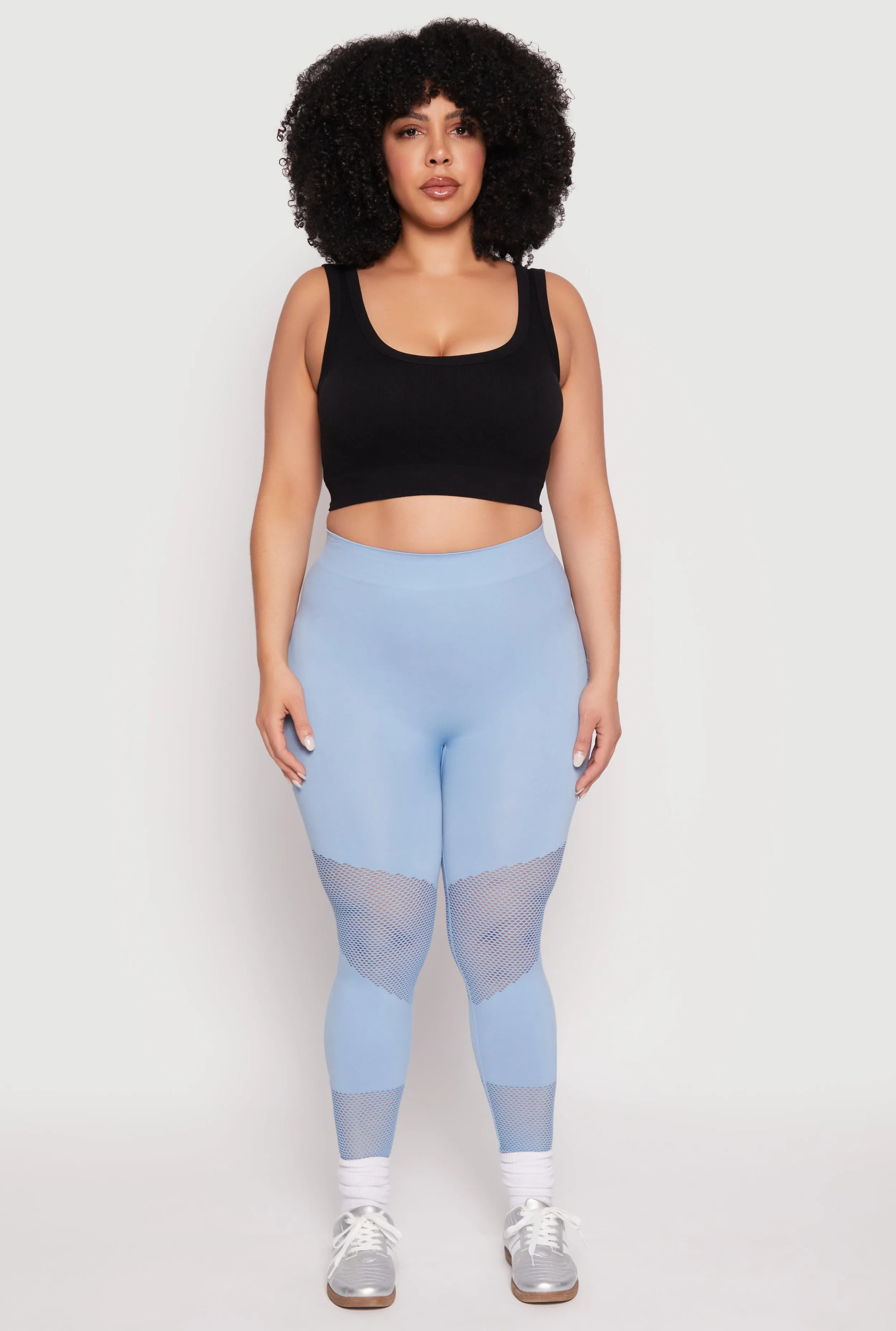 Plus Size Fishnet Detail Seamless Leggings sold by Rainbow