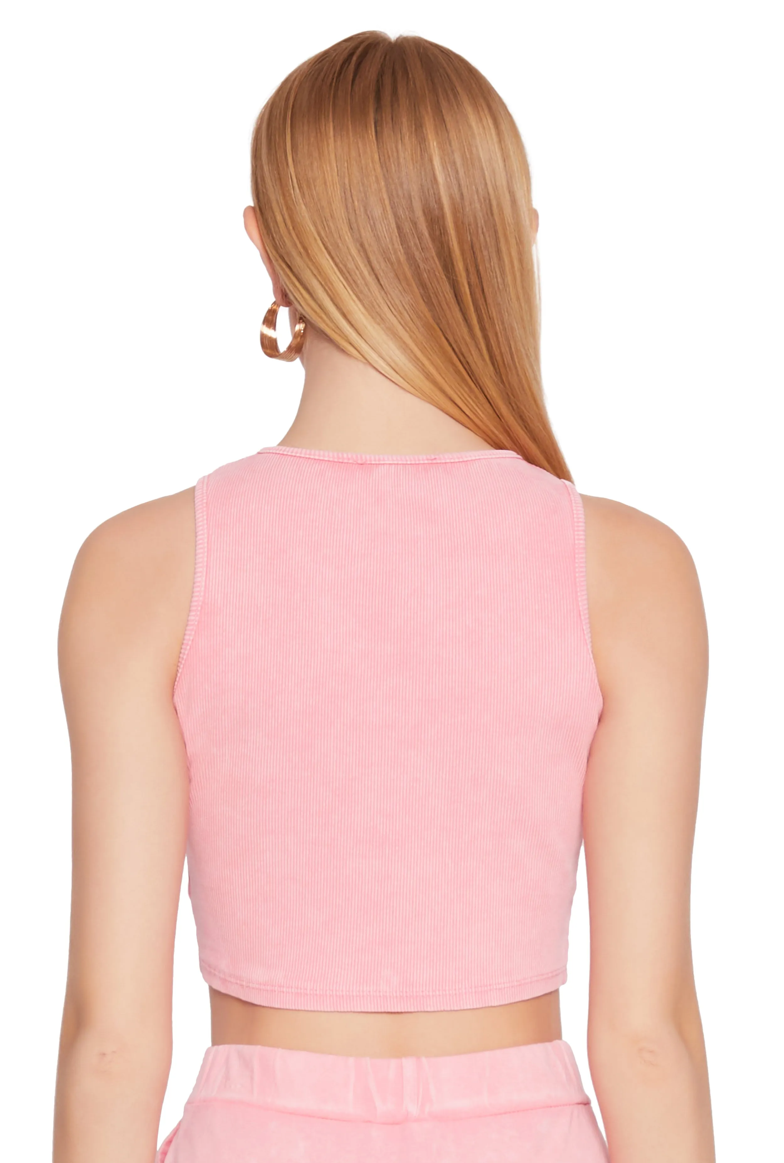 Mineral Wash Ribbed Knit Crop Top sold by Rainbow product image thumbnail 5