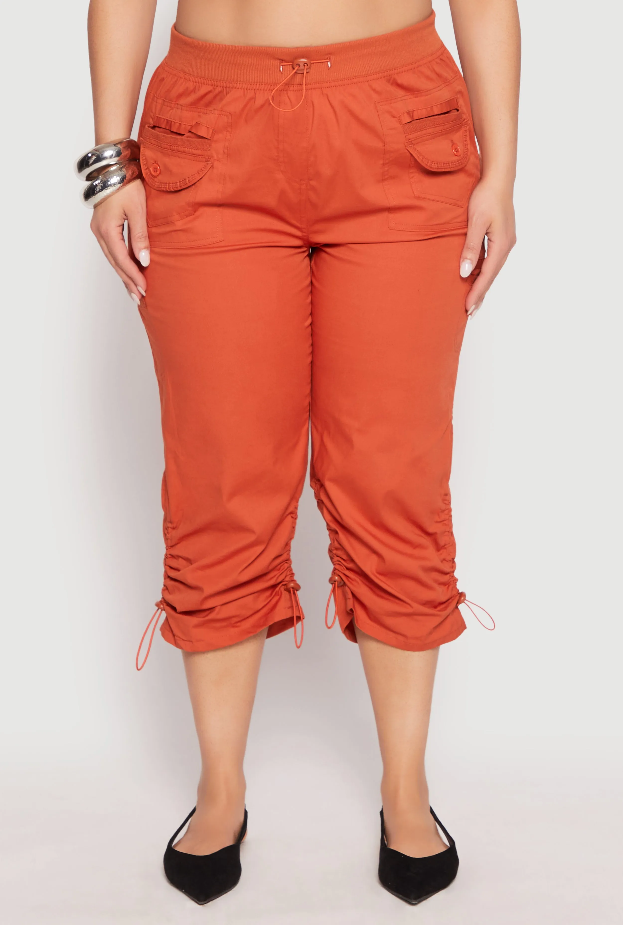 Plus Size Poplin Toggle Drawstring Capri Pants sold by Rainbow product image thumbnail 5