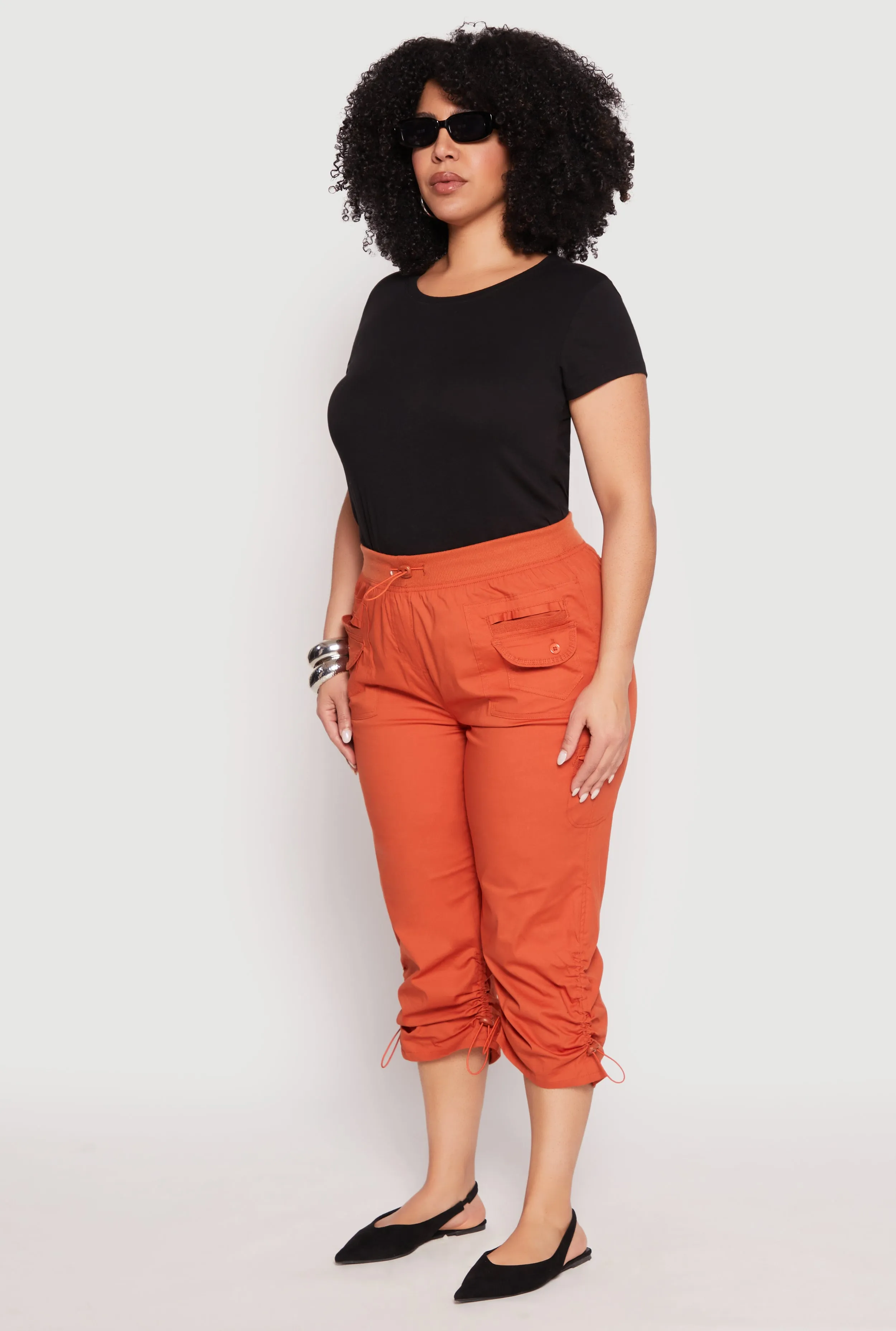 Plus Size Poplin Toggle Drawstring Capri Pants sold by Rainbow product image thumbnail 3