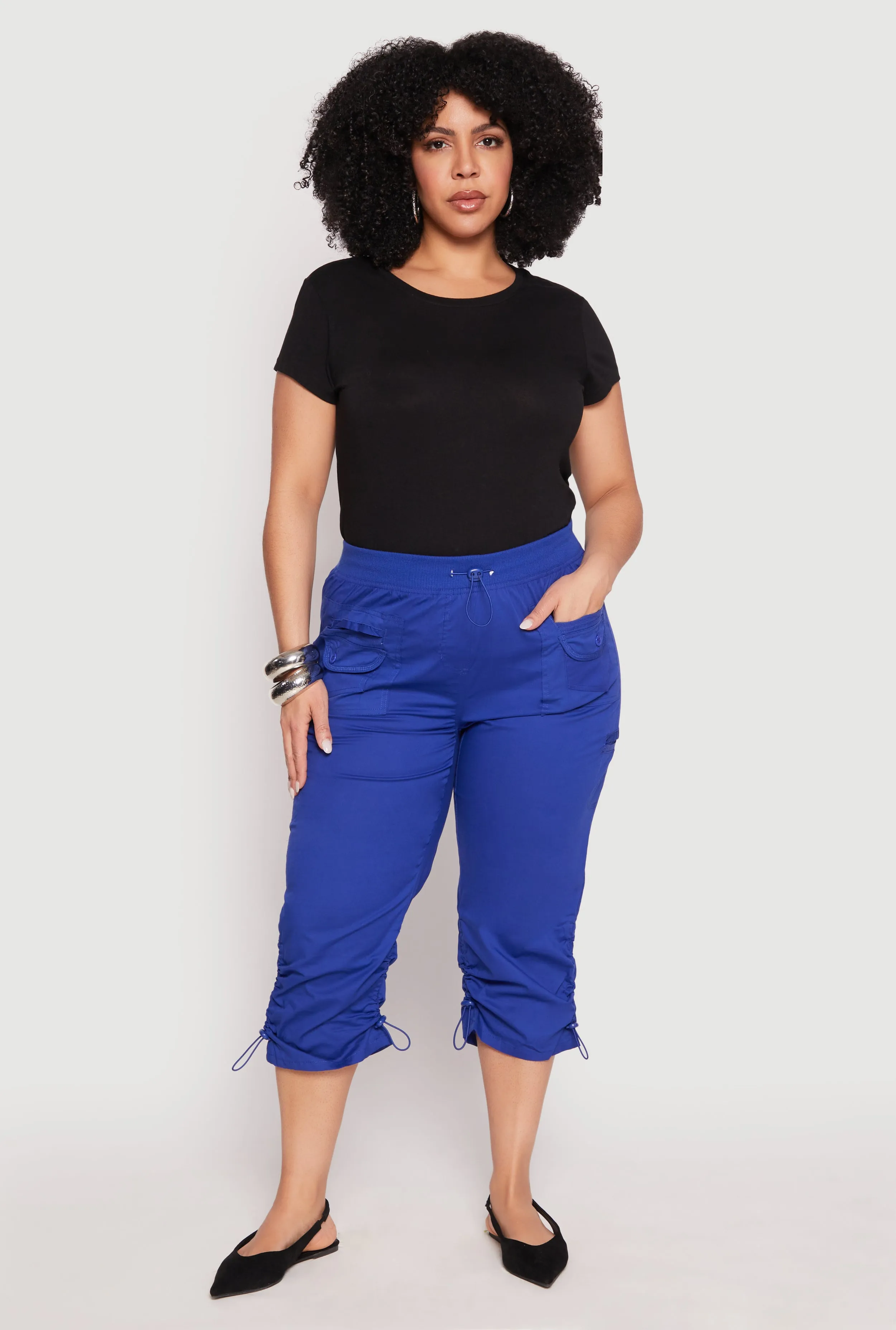 Plus Size Poplin Toggle Drawstring Capri Pants sold by Rainbow product image thumbnail 2