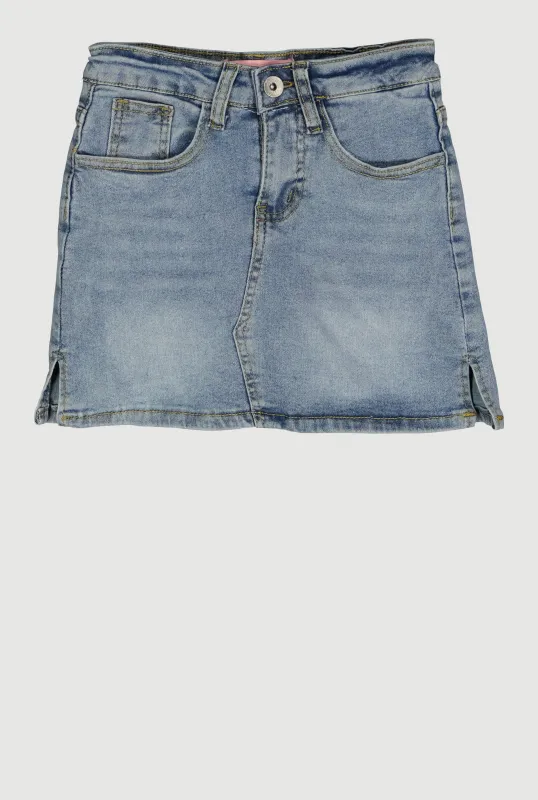 Girls Side Slit Denim Skort sold by Rainbow