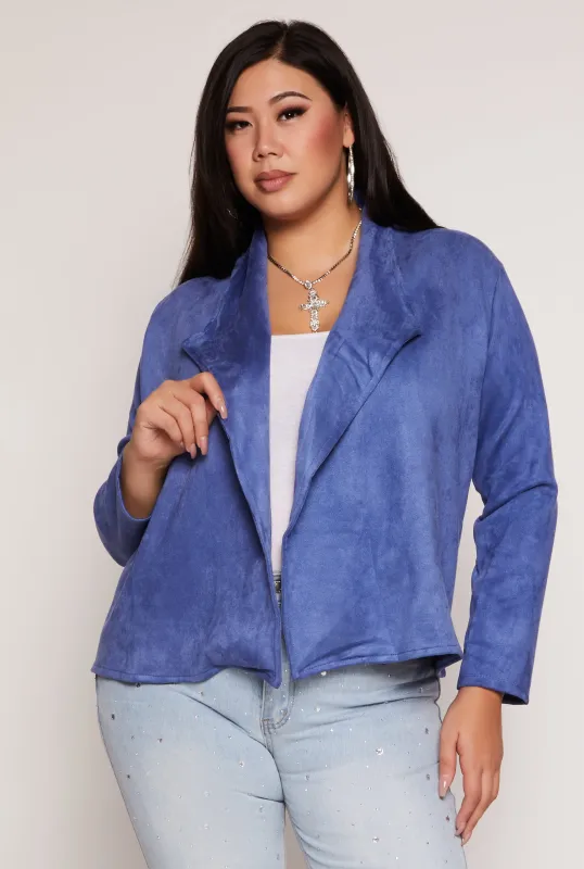 Plus Size Faux Suede Open Front Blazer sold by Rainbow