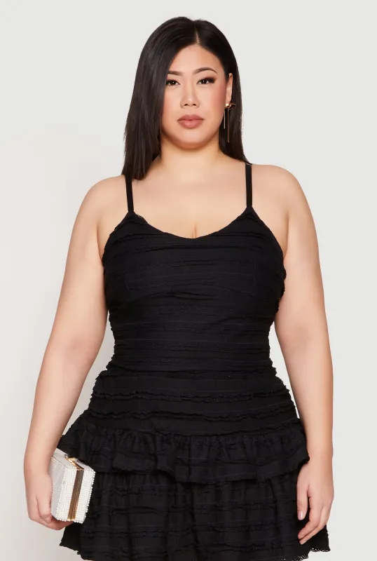 Plus Size Almost Famous Tiered Cropped Cami sold by Rainbow