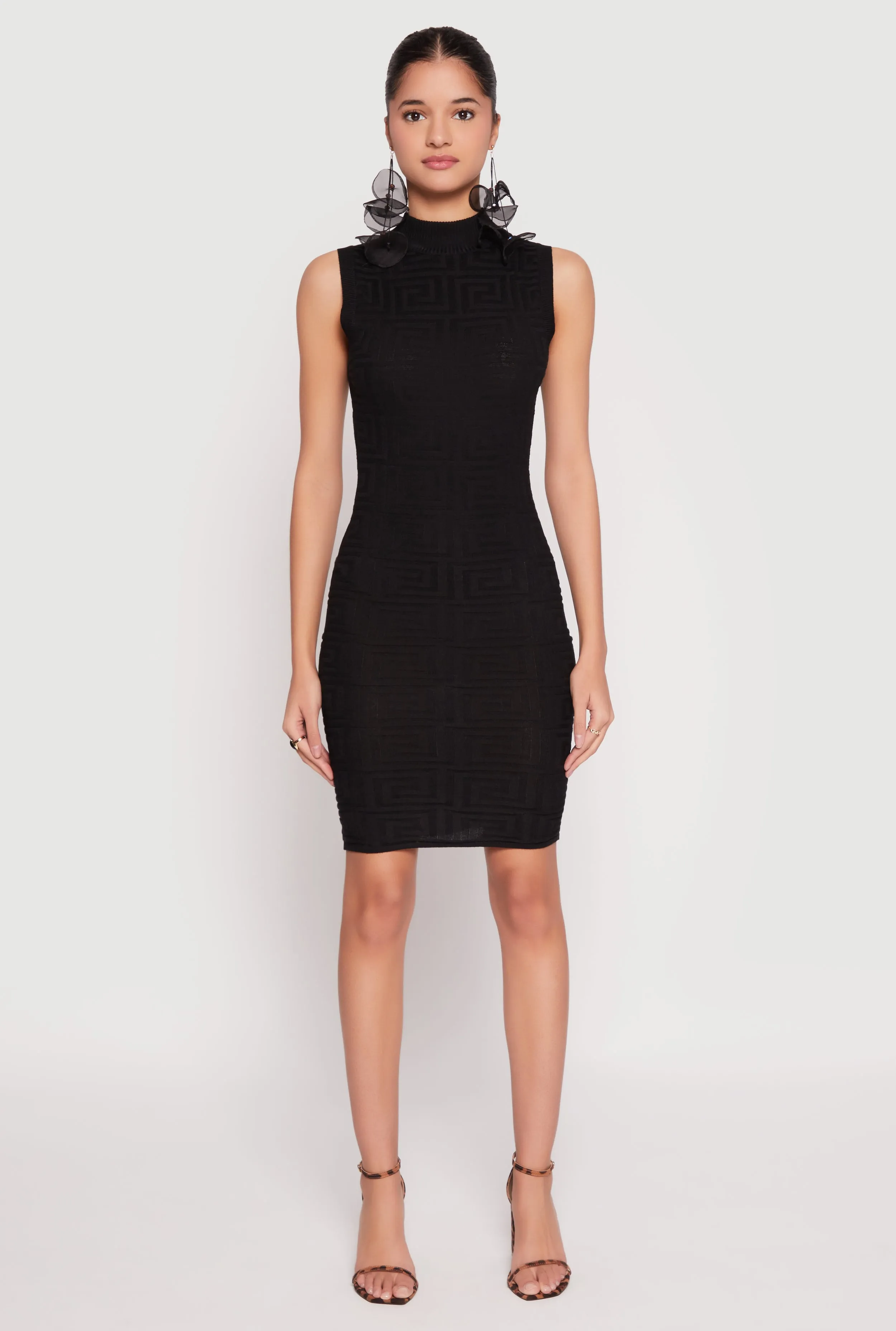 Greek Key Mock Neck Sleeveless Dress sold by Rainbow