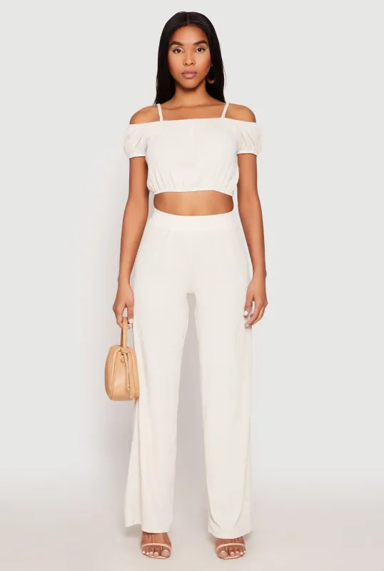 Almost Famous Textured Knit Wide Leg Pants sold by Rainbow