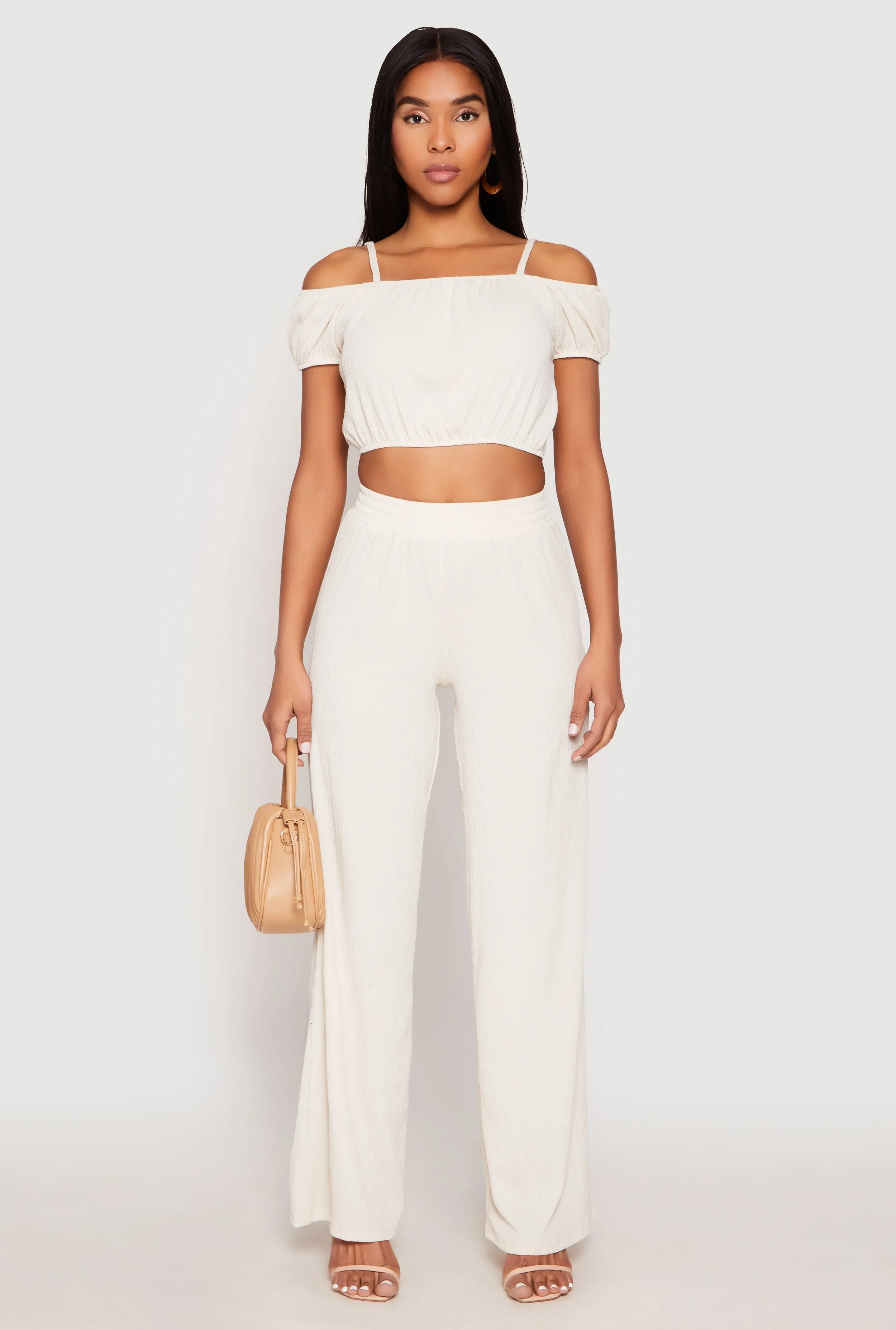 Almost Famous Textured Knit Wide Leg Pants sold by Rainbow