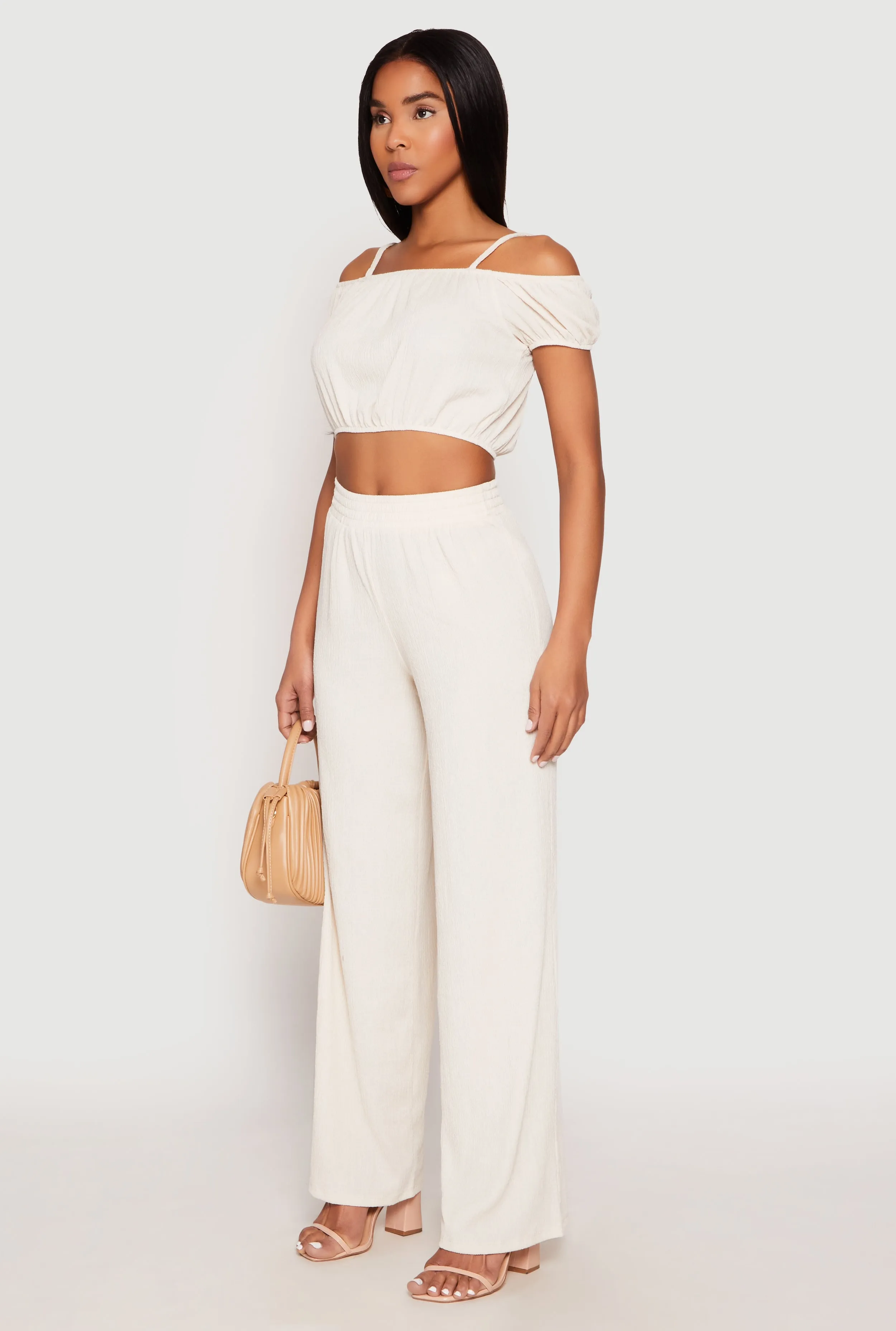 Almost Famous Textured Knit Cold Shoulder Crop Top sold by Rainbow product image thumbnail 5