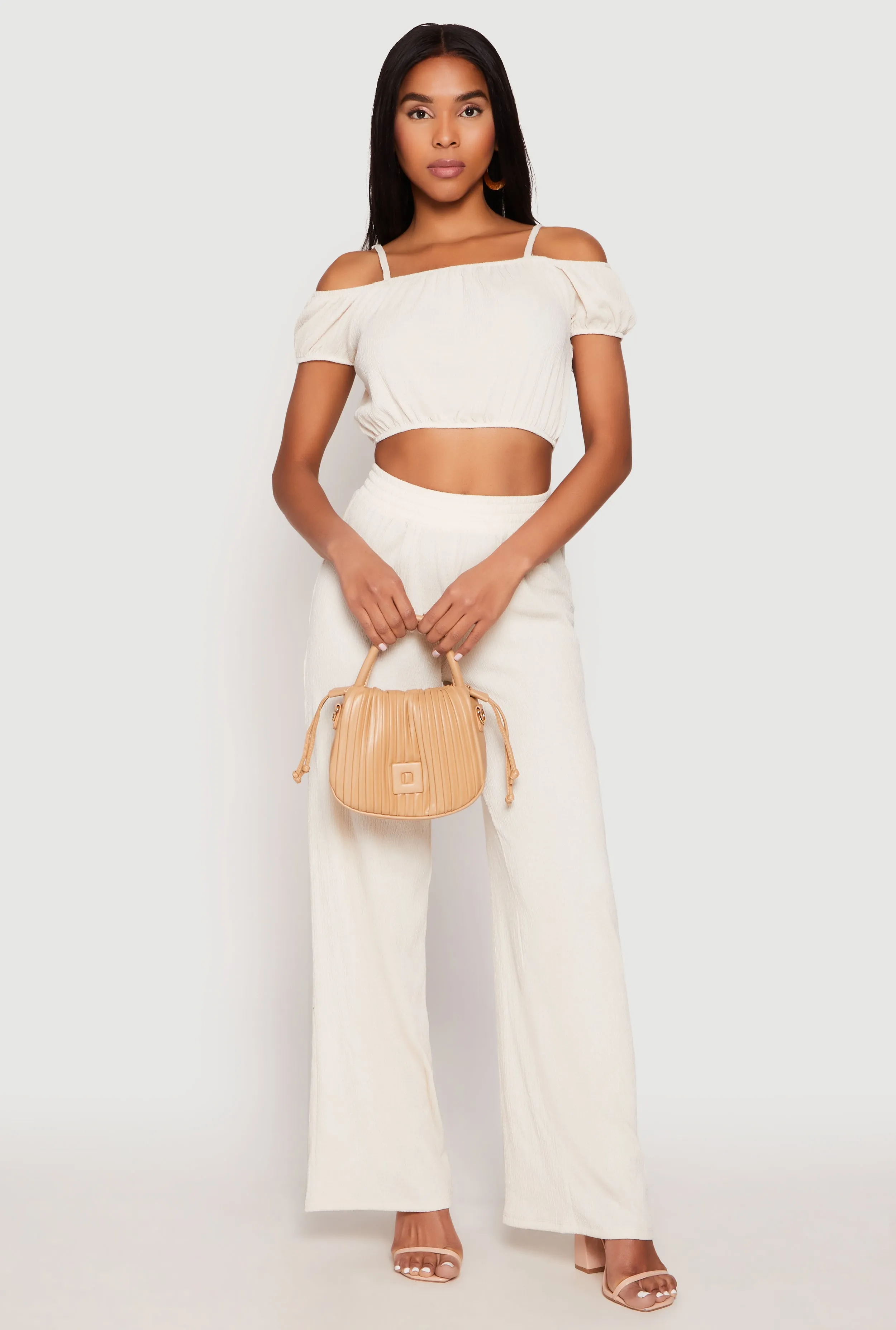 Almost Famous Textured Knit Cold Shoulder Crop Top sold by Rainbow product image thumbnail 3