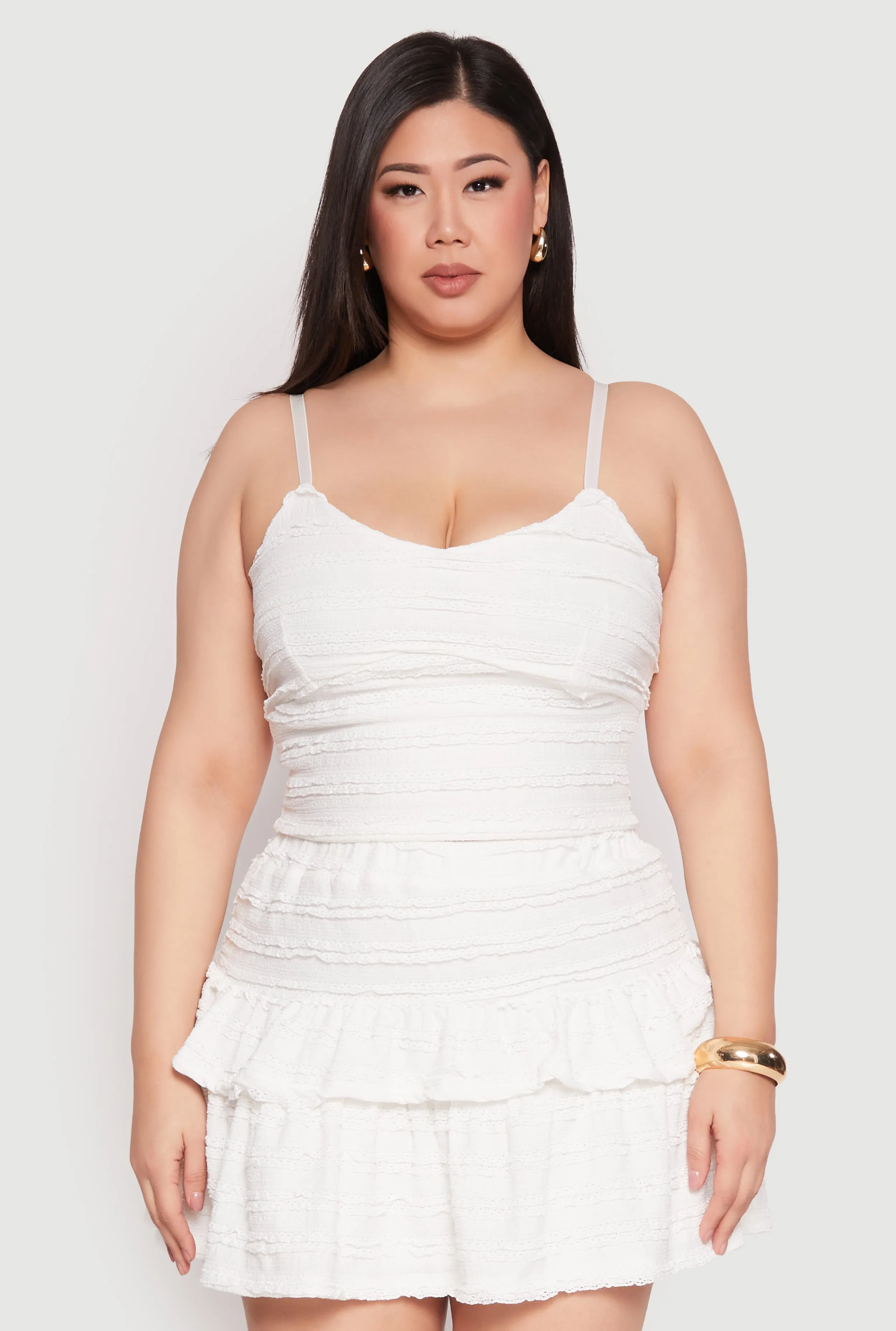 Plus Size Almost Famous Tiered Cropped Cami sold by Rainbow
