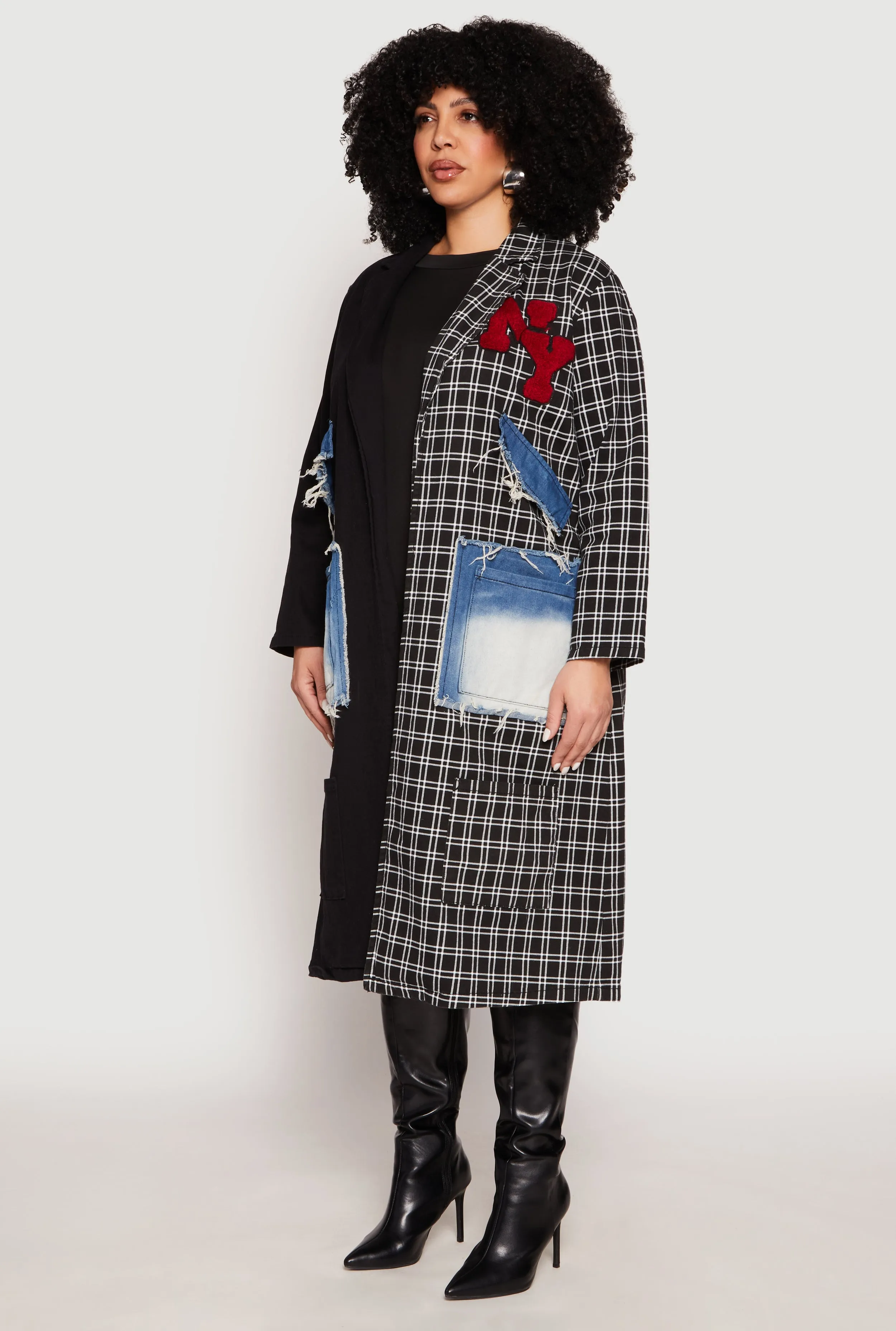 Plus Size Spoon Jeans NY Color Block Plaid Duster sold by Rainbow product image thumbnail 3