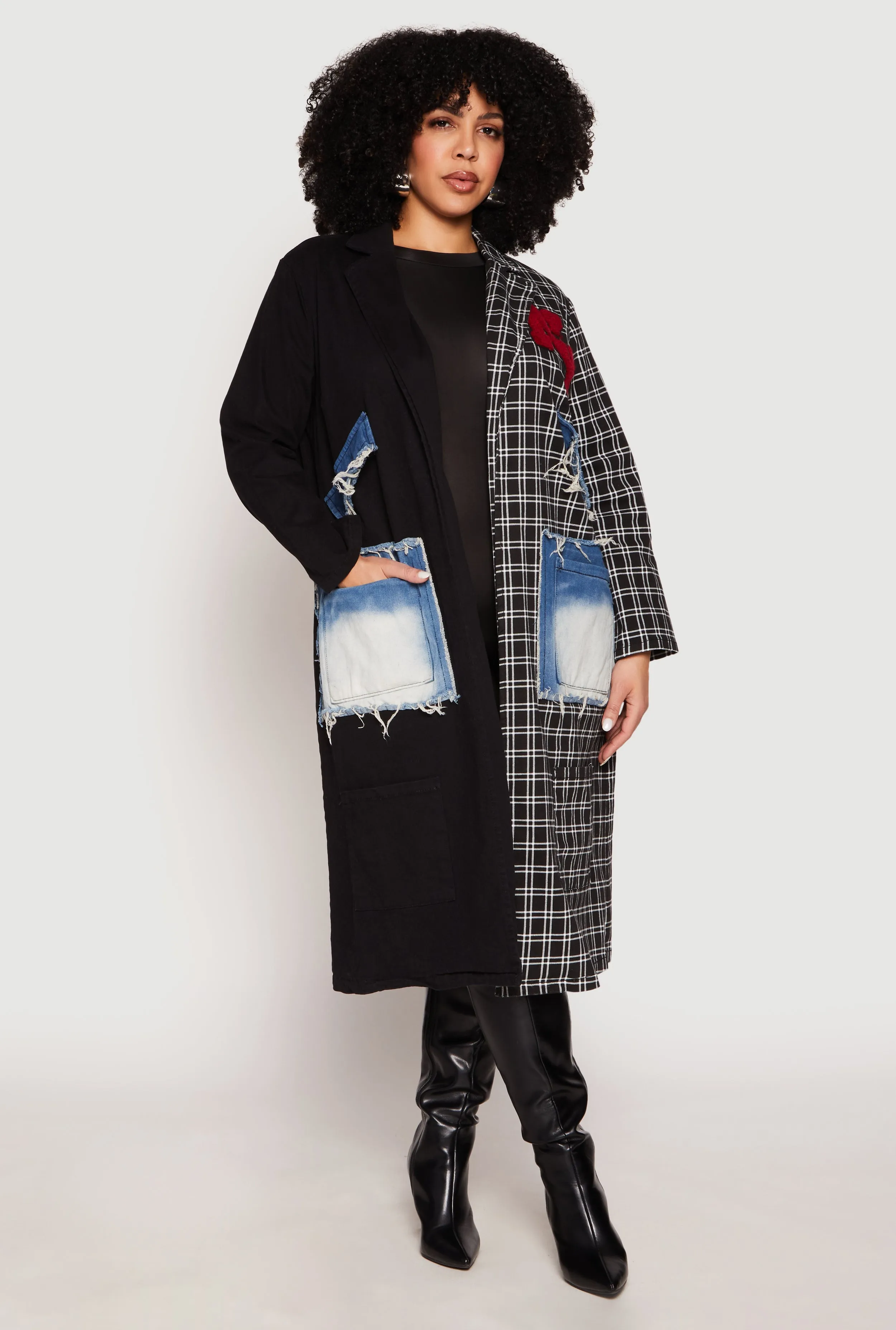 Plus Size Spoon Jeans NY Color Block Plaid Duster sold by Rainbow product image thumbnail 2