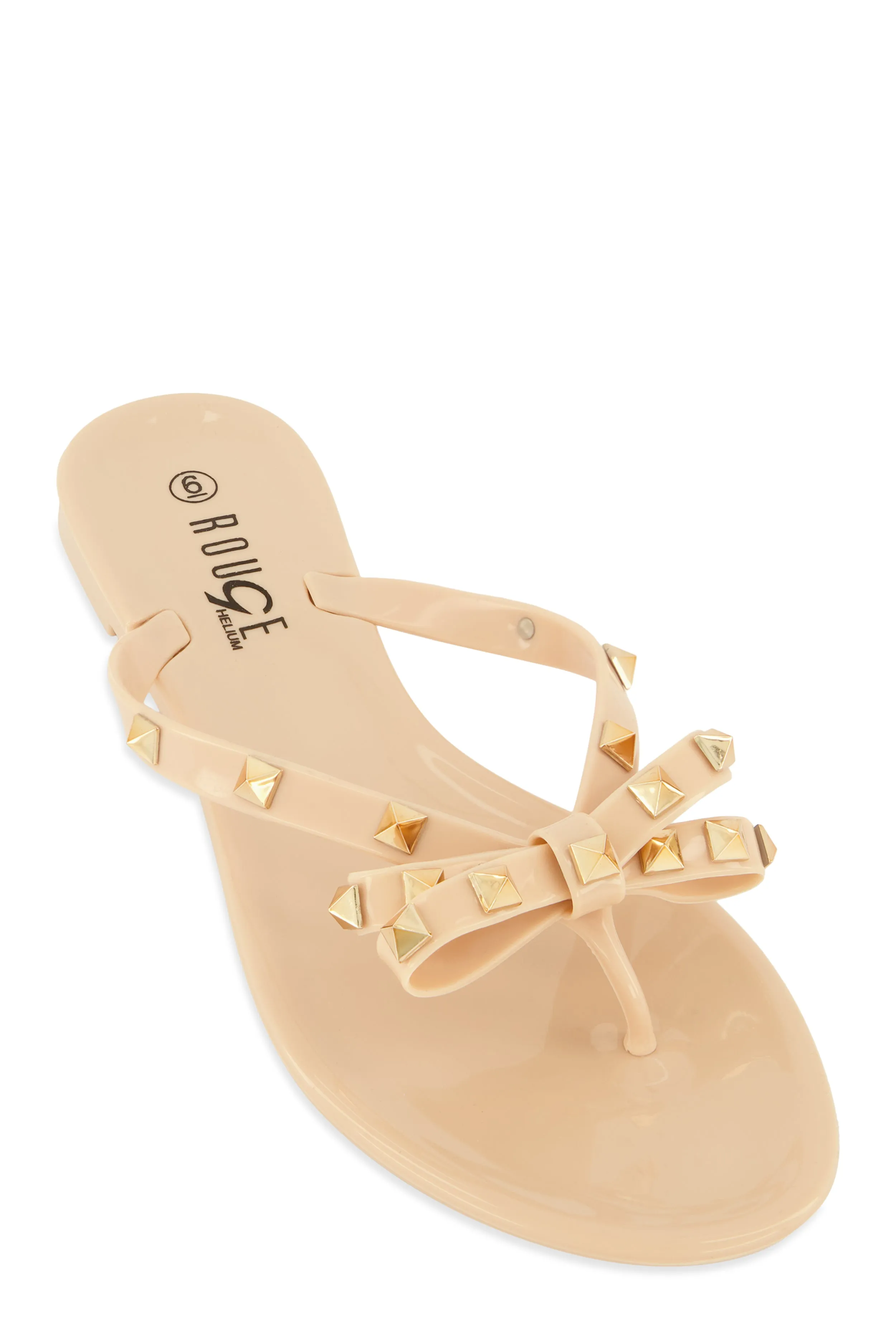 Bow Studded Jelly Thong Slide Sandals sold by Rainbow