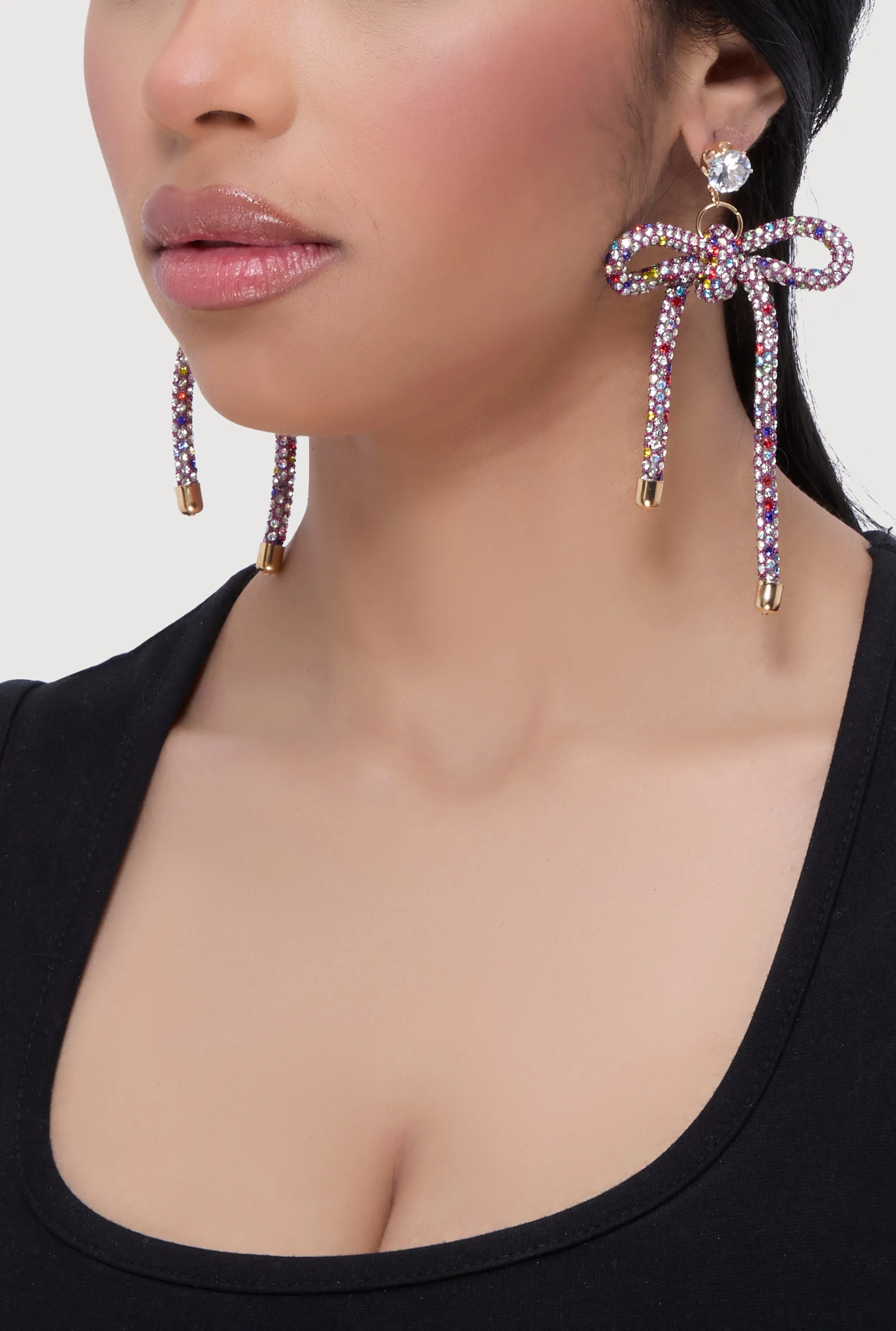 Cubic Zirconia Bow Drop Earrings sold by Rainbow product image thumbnail 2