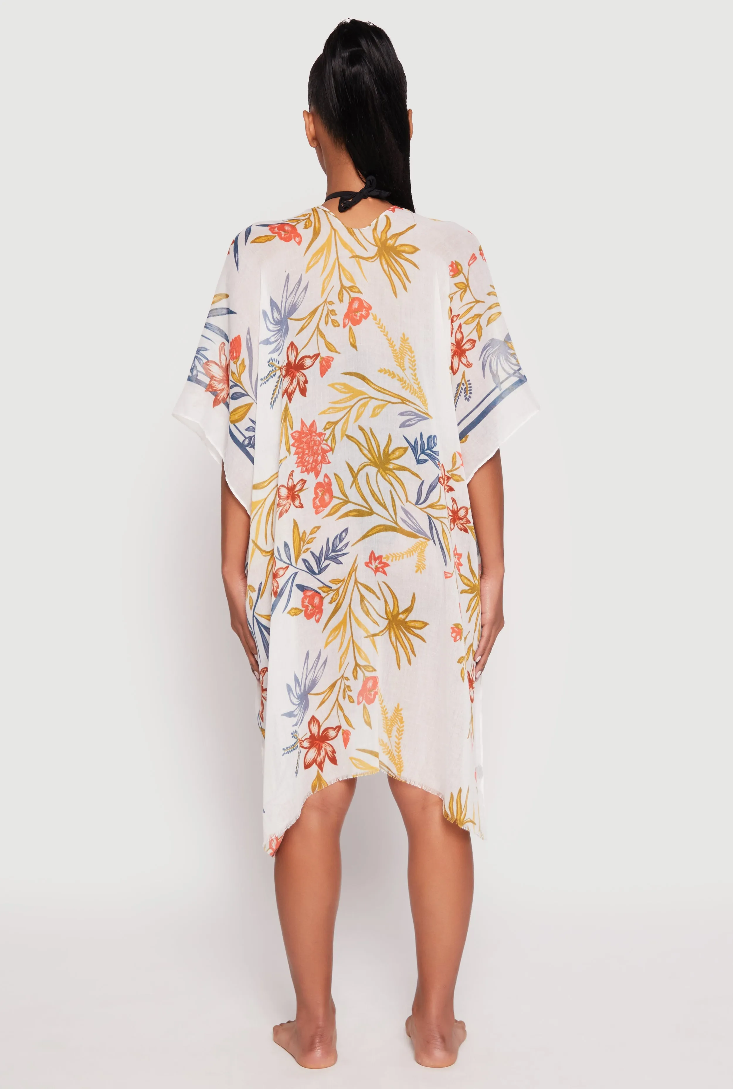 Floral Print Side Slit Cover Up Kimono sold by Rainbow product image thumbnail 5