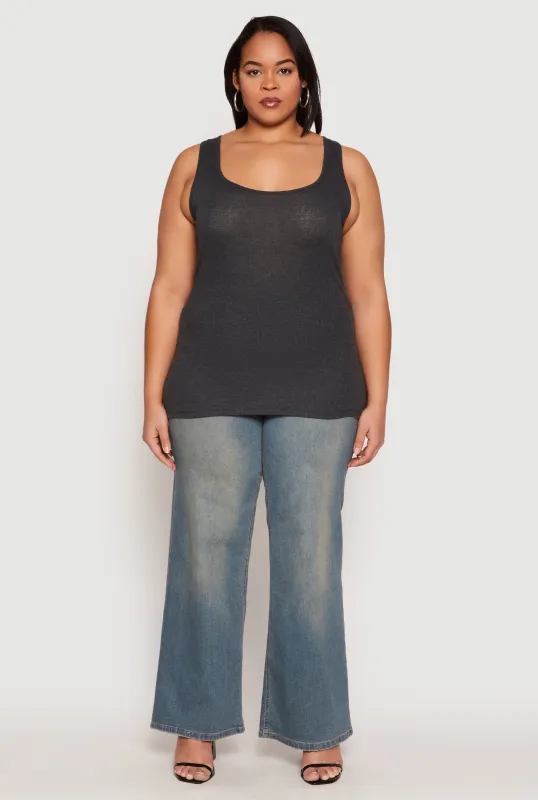 Plus Size Rib Knit Tank Top sold by Rainbow