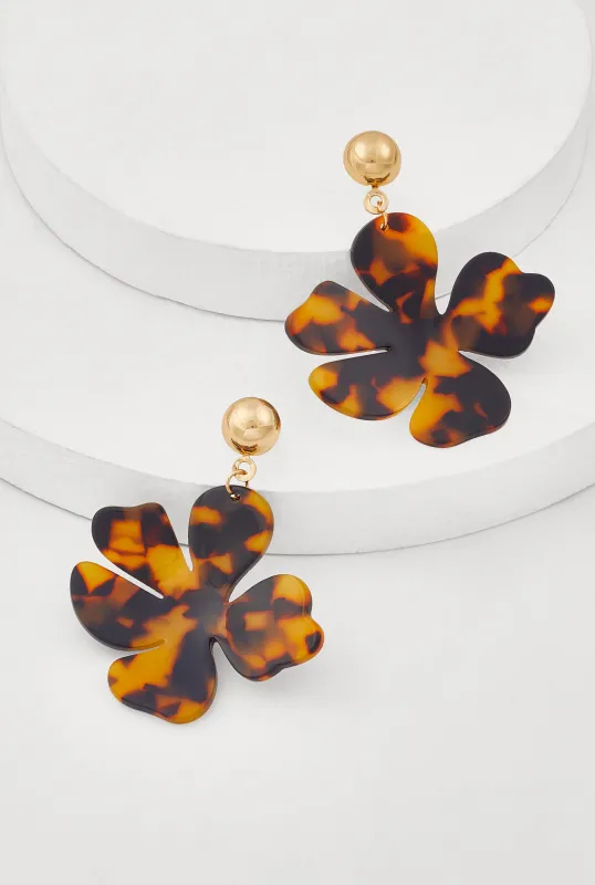 Resin Flower Drop Earrings sold by Rainbow