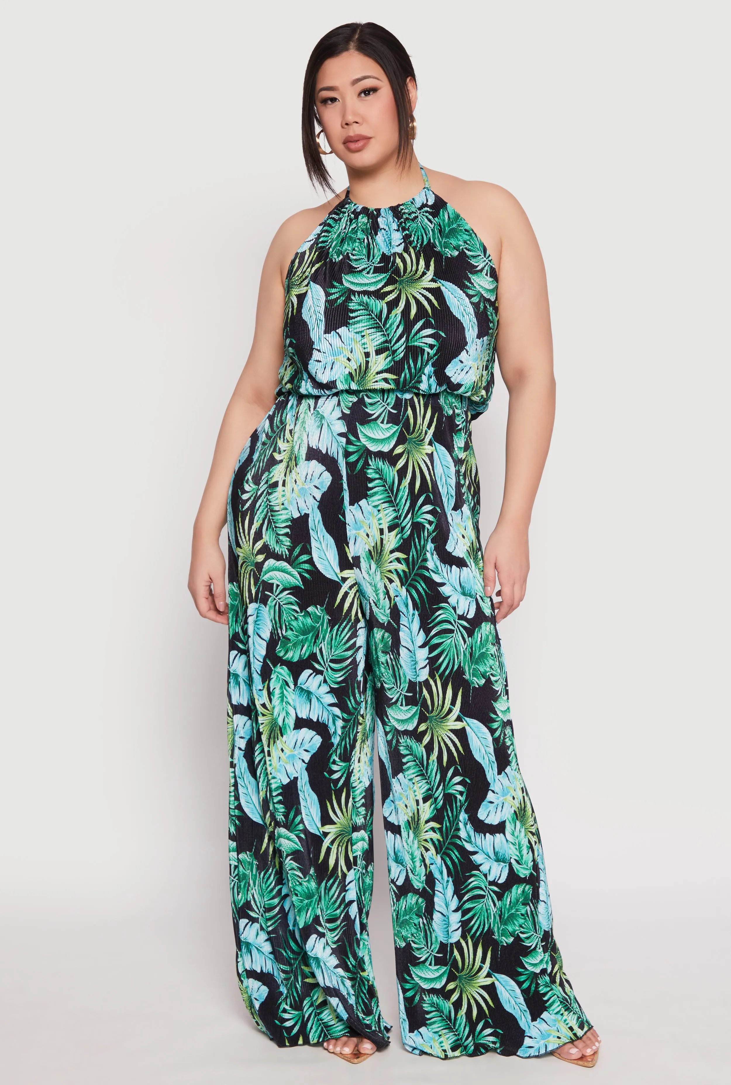 Plus Size Almost Famous Tropical Print Halter Crop Top sold by Rainbow product image thumbnail 3