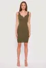 Ribbed Knit Notch Neck Dress sold by Rainbow
