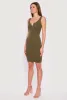 Ribbed Knit Notch Neck Dress sold by Rainbow