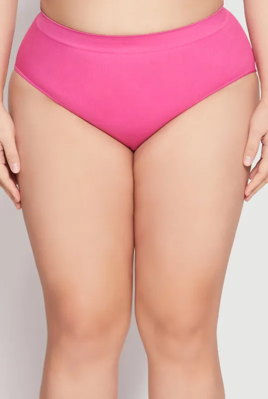 Plus Size Ribbed Knit Seamless Bikini Underwear sold by Rainbow