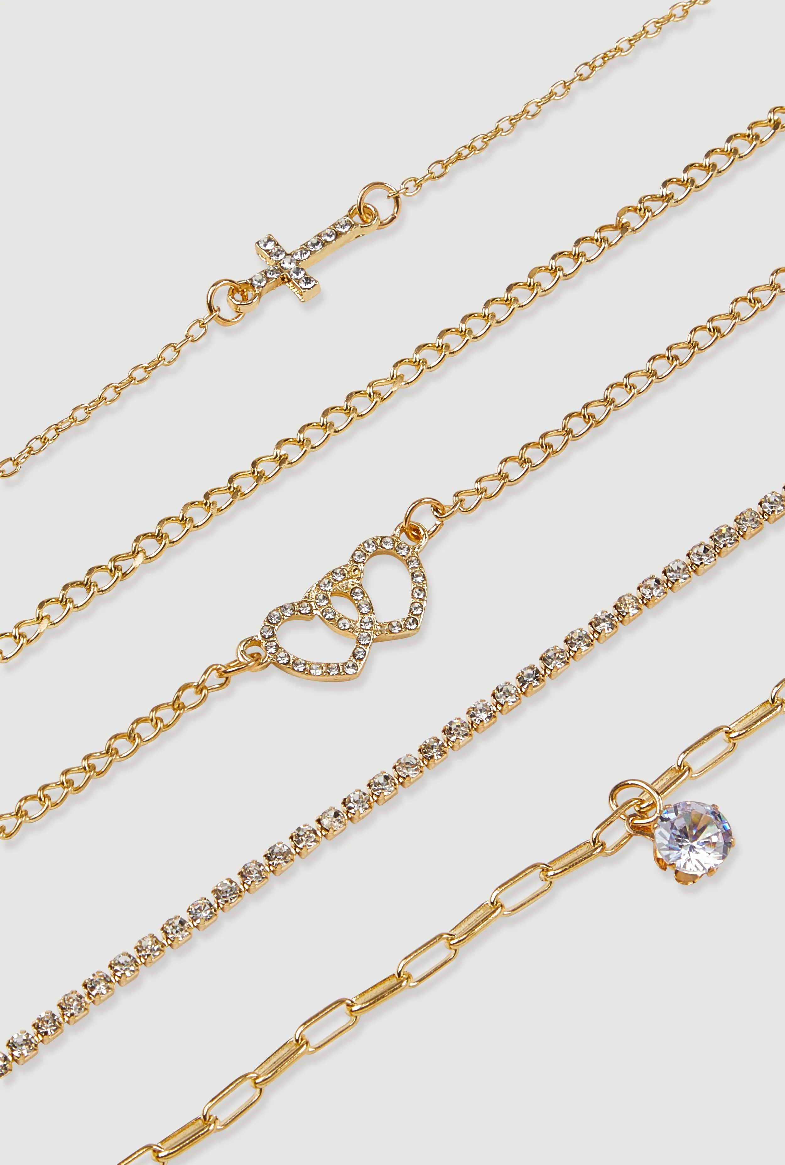 Rhinestone Heart Pendant Bracelets Set of 5 sold by Rainbow product image thumbnail 3