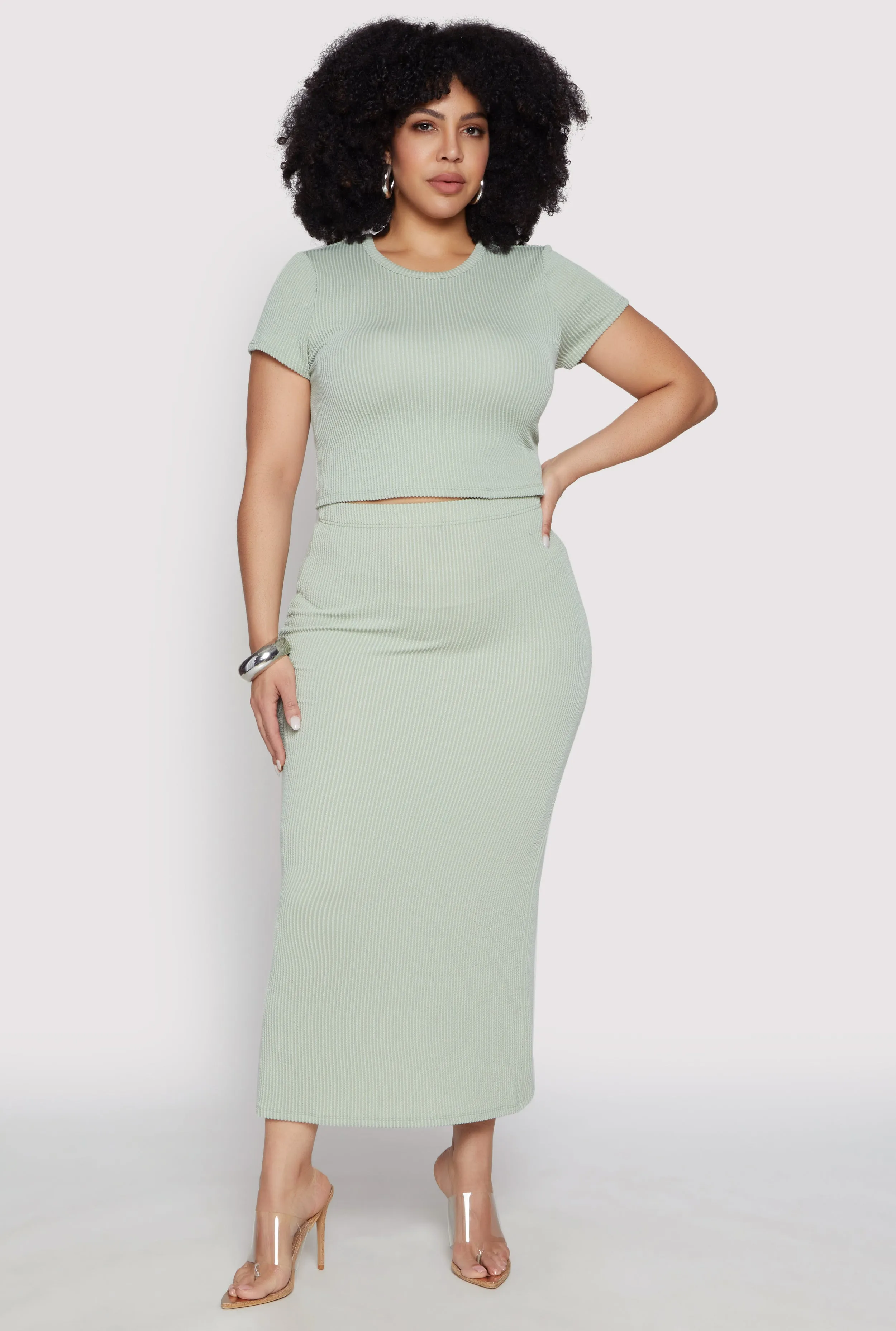 Plus Size Almost Famous Ribbed Knit Crop Top sold by Rainbow product image thumbnail 3