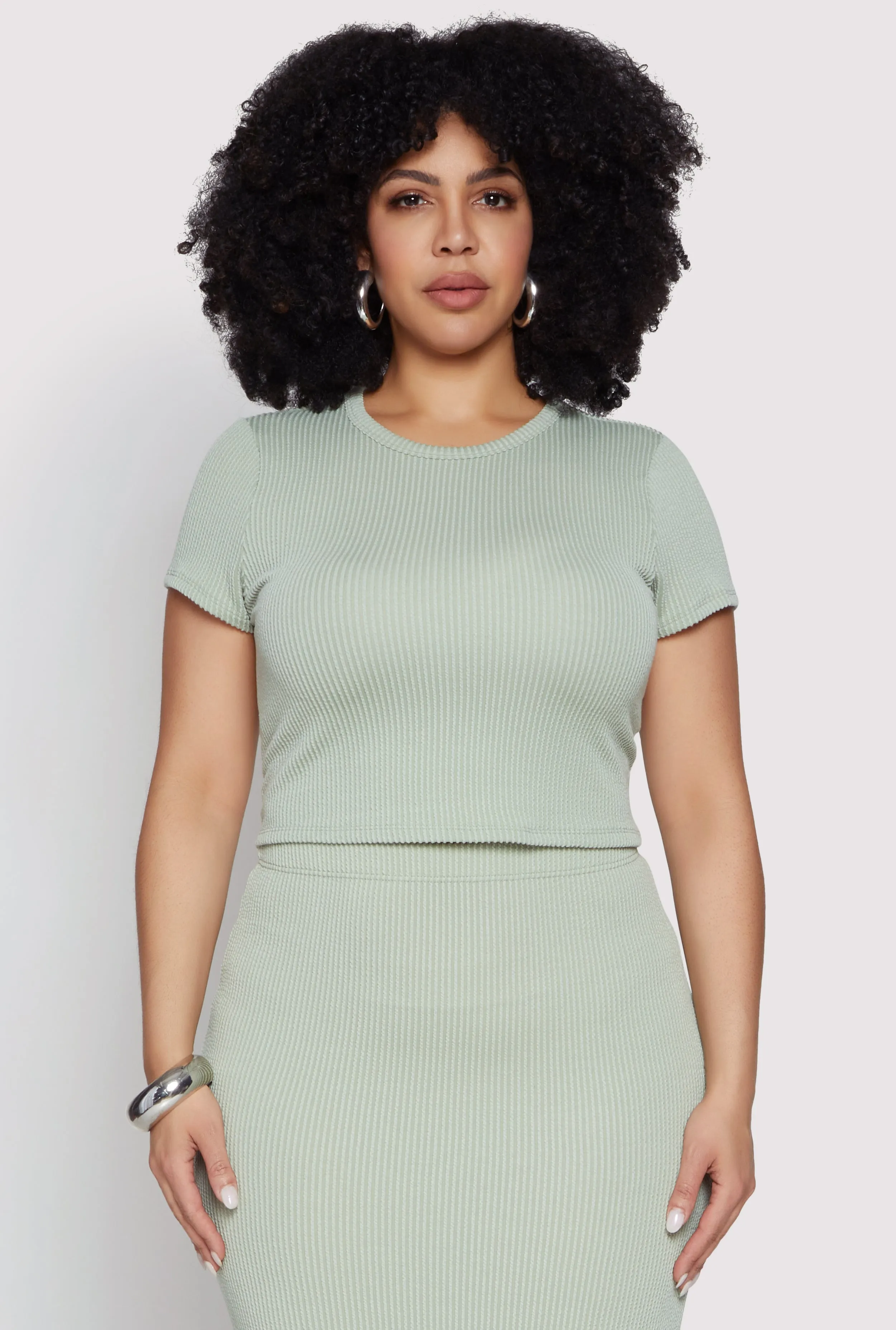 Plus Size Almost Famous Ribbed Knit Crop Top sold by Rainbow