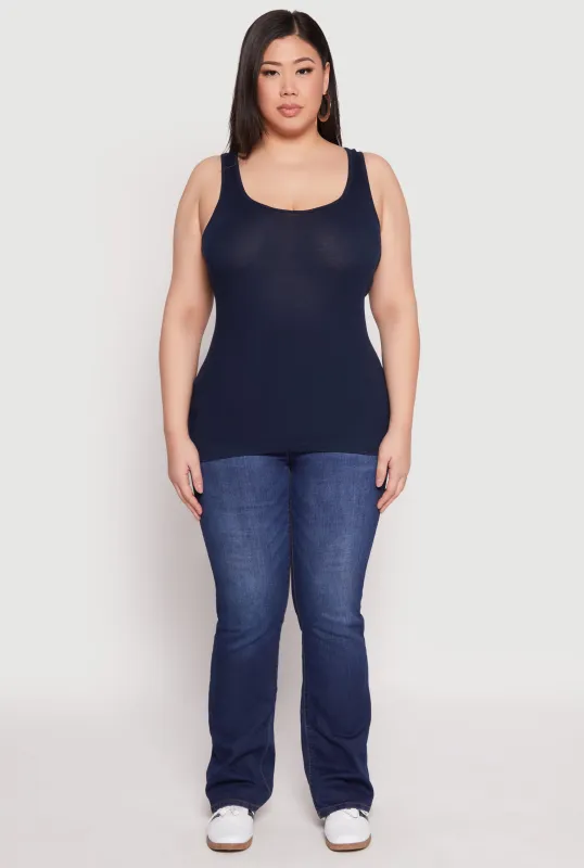 Plus Size Rib Knit Tank Top sold by Rainbow