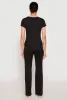 Rib Knit Rose Ruched Pajama T Shirt and Wide Leg Pants sold by Rainbow