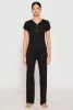 Rib Knit Rose Ruched Pajama T Shirt and Wide Leg Pants sold by Rainbow