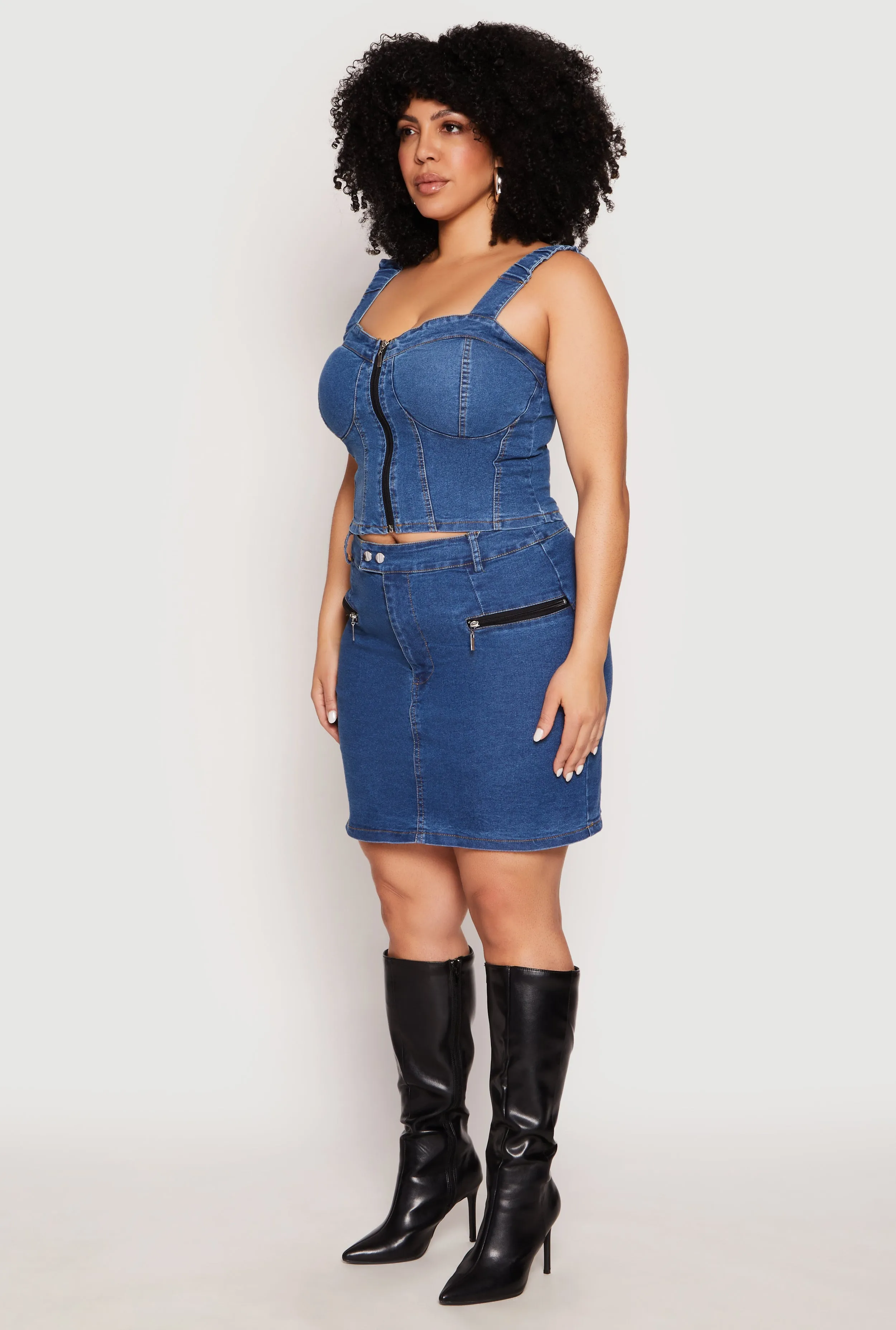 Plus Size Denim Zip Front Bustier Top sold by Rainbow product image thumbnail 5