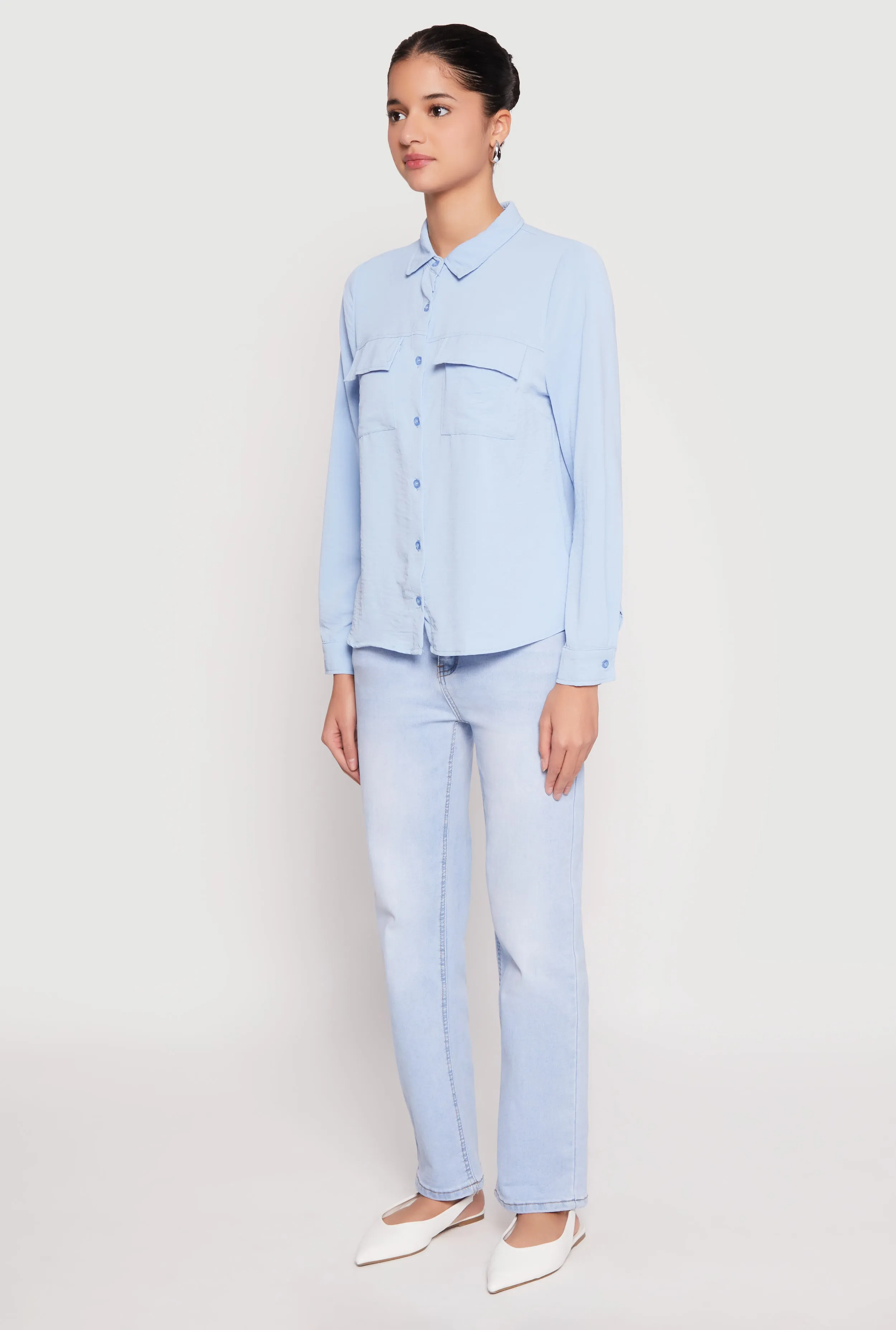 Iris Airy Button Front Cargo Pocket Blouse sold by Rainbow product image thumbnail 5