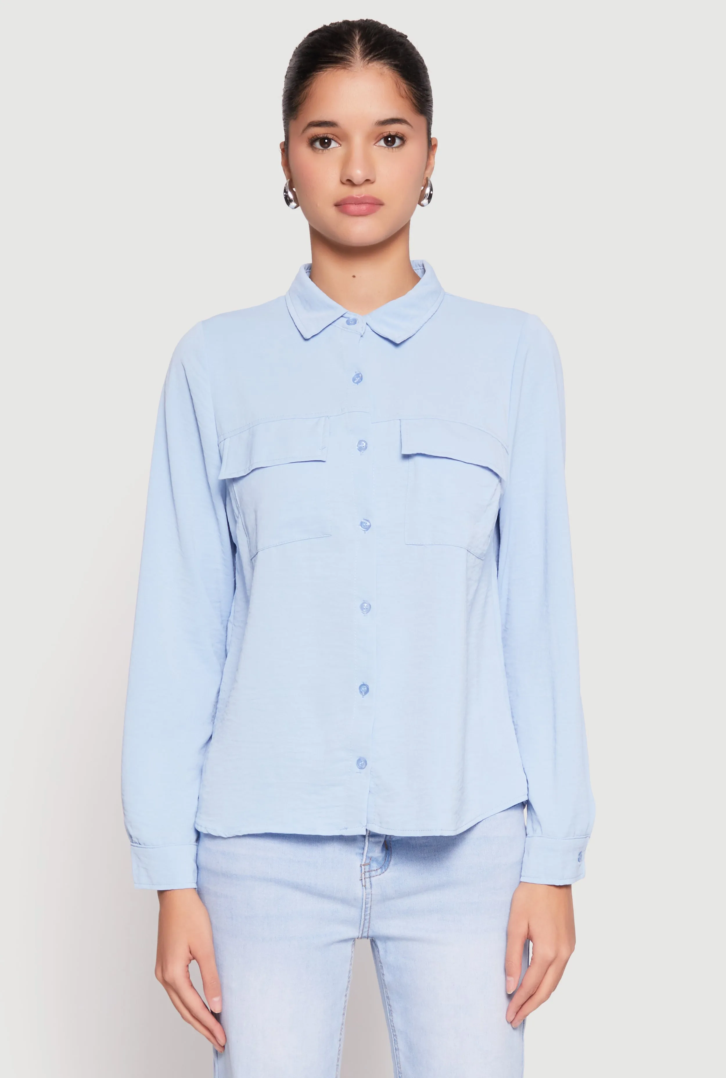 Iris Airy Button Front Cargo Pocket Blouse sold by Rainbow product image thumbnail 2