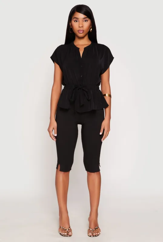 Iris Crepe Knit Drawstring Waist Blouse sold by Rainbow