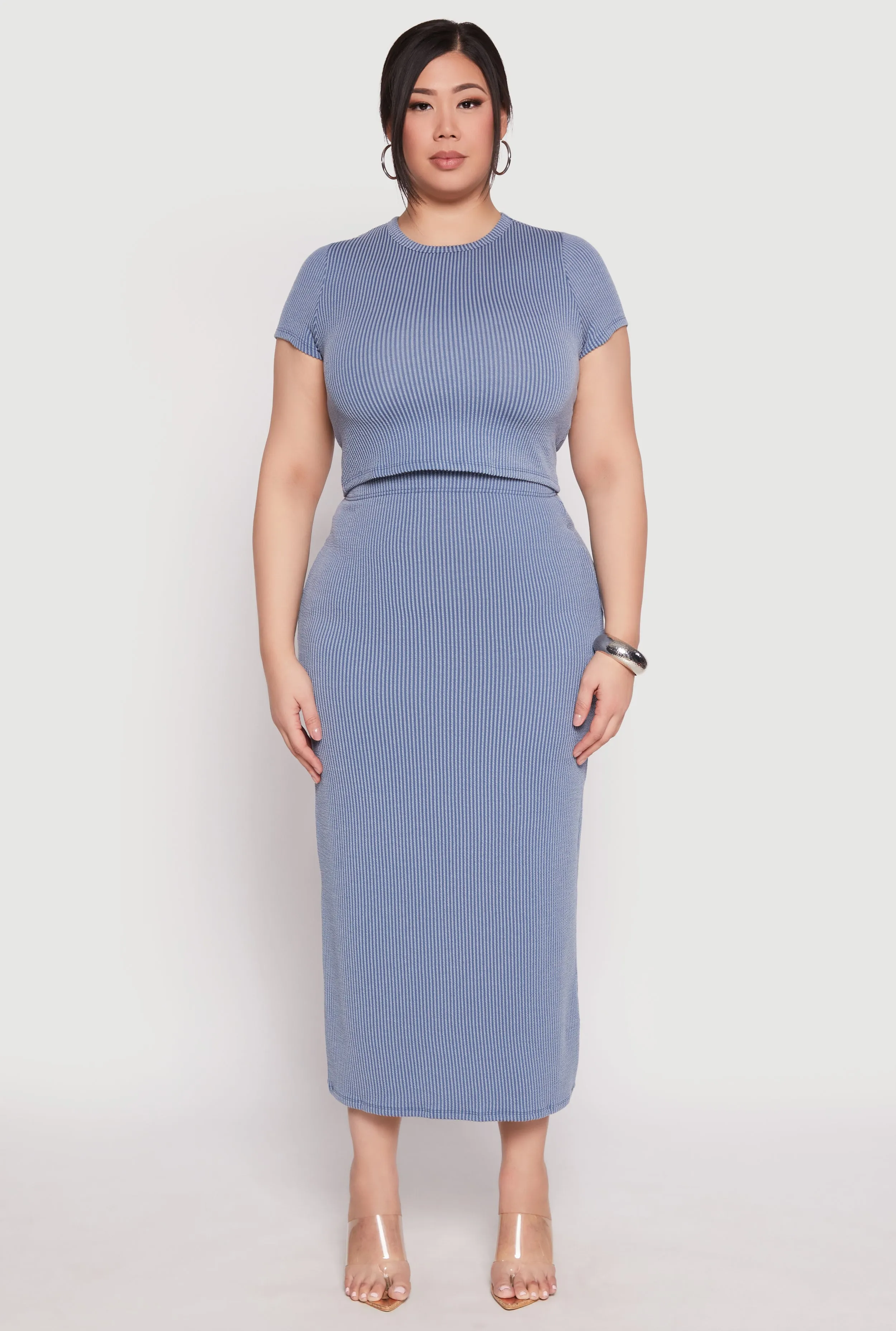 Plus Size Almost Famous Ribbed Knit Skirt sold by Rainbow