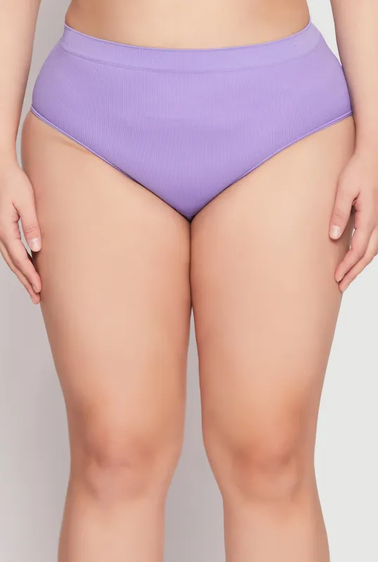 Plus Size Ribbed Knit Seamless Bikini Underwear sold by Rainbow