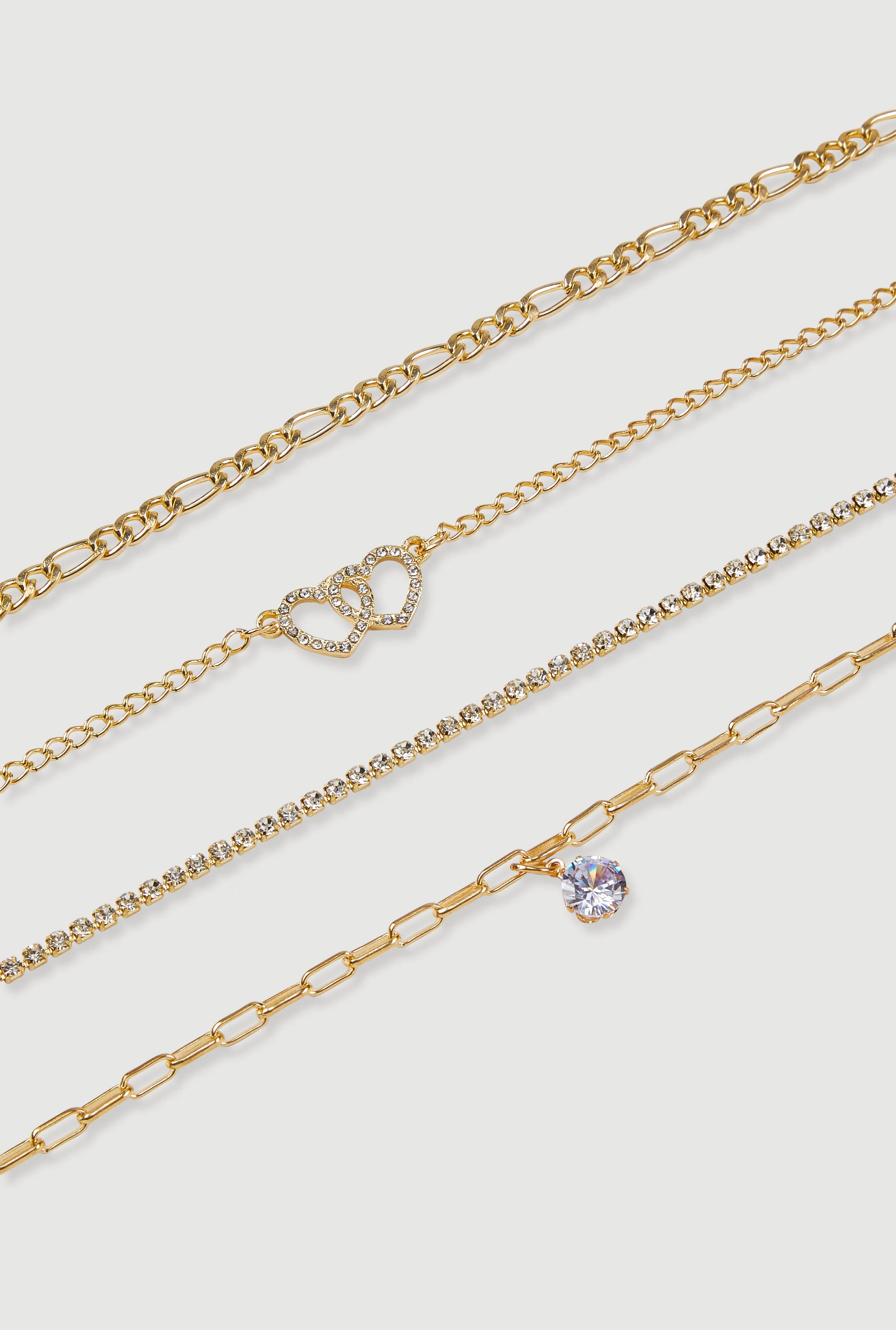 Cubic Zirconia Assorted Charm Anklets Set of 4 sold by Rainbow