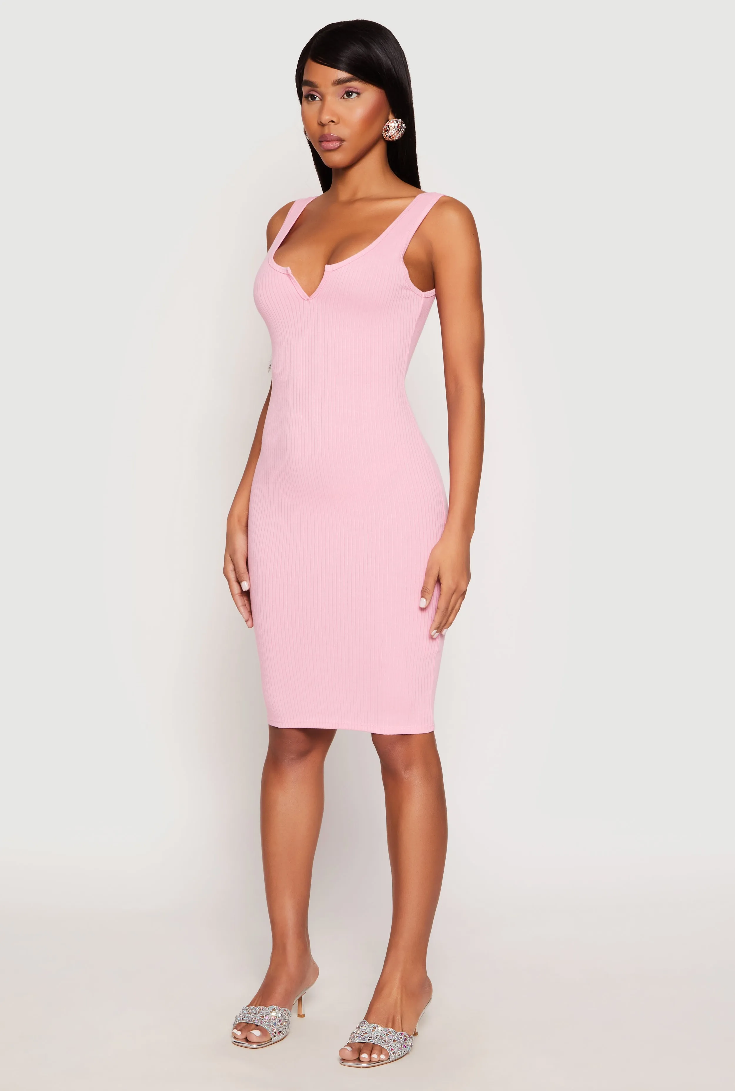 Ribbed Knit Notch Neck Dress sold by Rainbow product image thumbnail 3